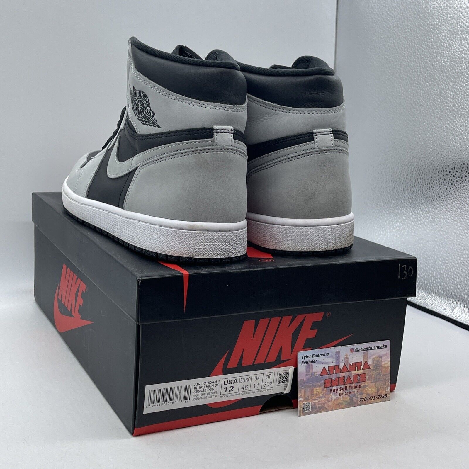 Size 12 - Jordan 1 Retro OG High Shadow 2.0 Grey Suede Black (555088-035)