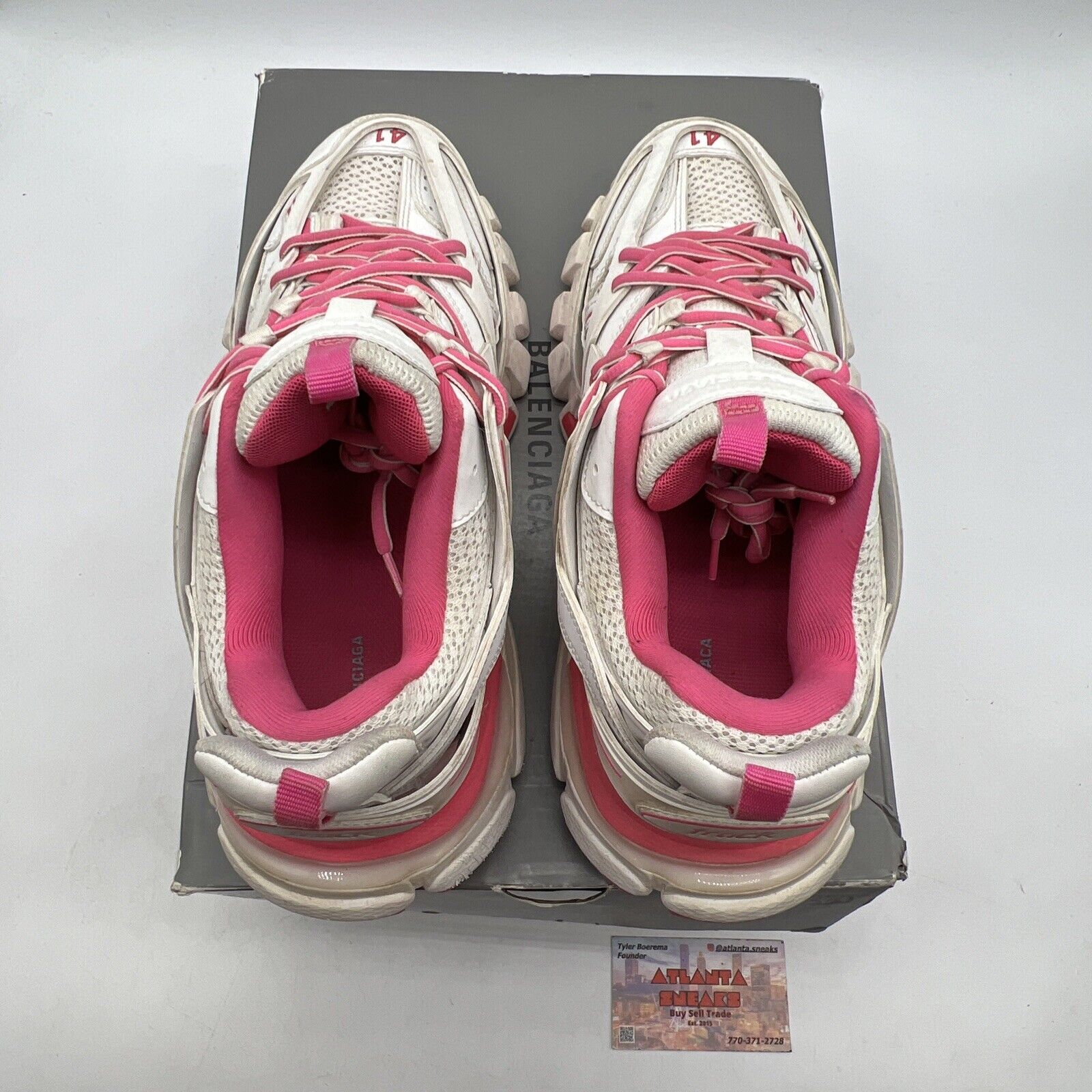 Size 11 - Balenciaga Wmns Track Sneaker White Fluo Pink (542436W1GC39055)