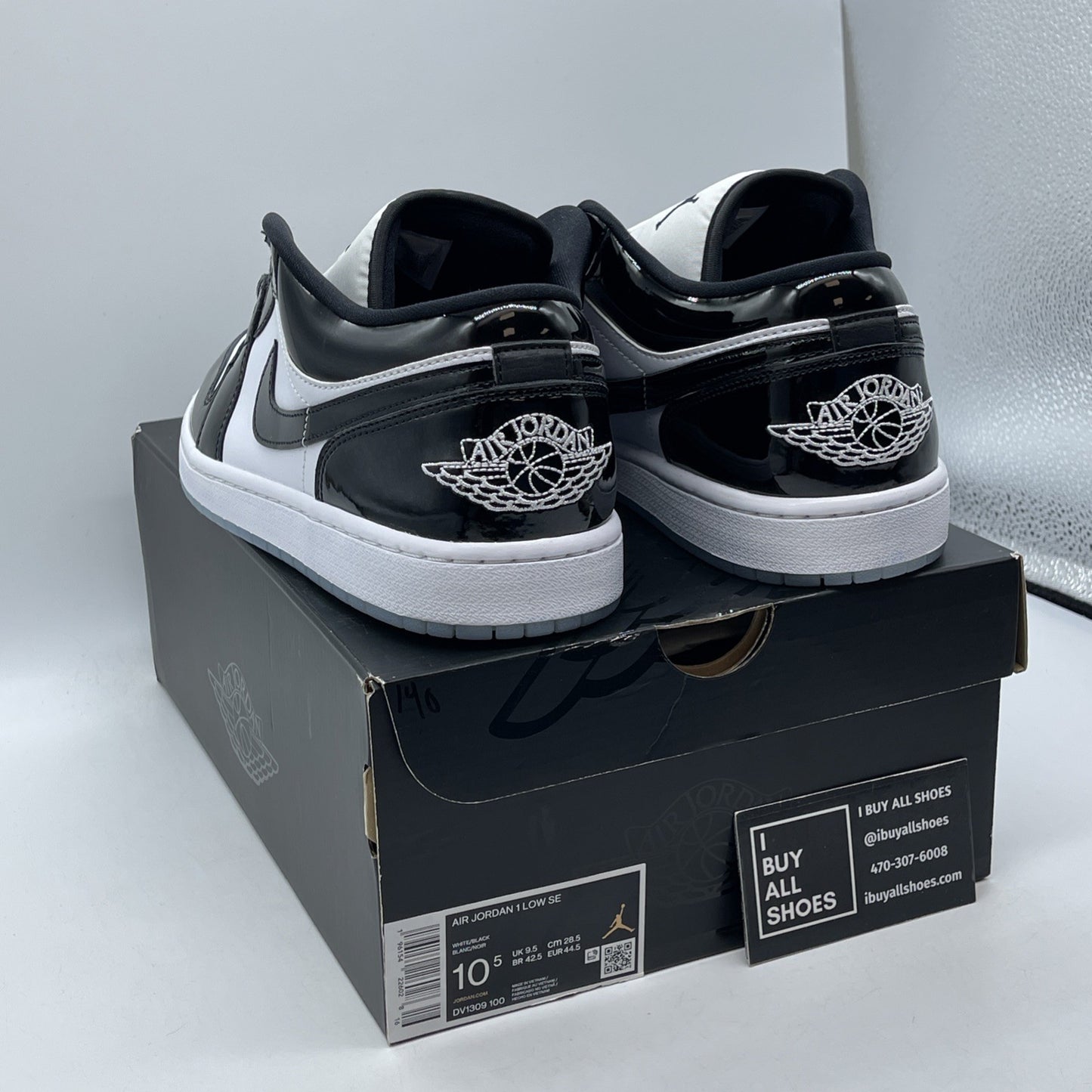 Size 10.5 - Jordan 1 Low SE Concord Black White Leather (DV1309-100)