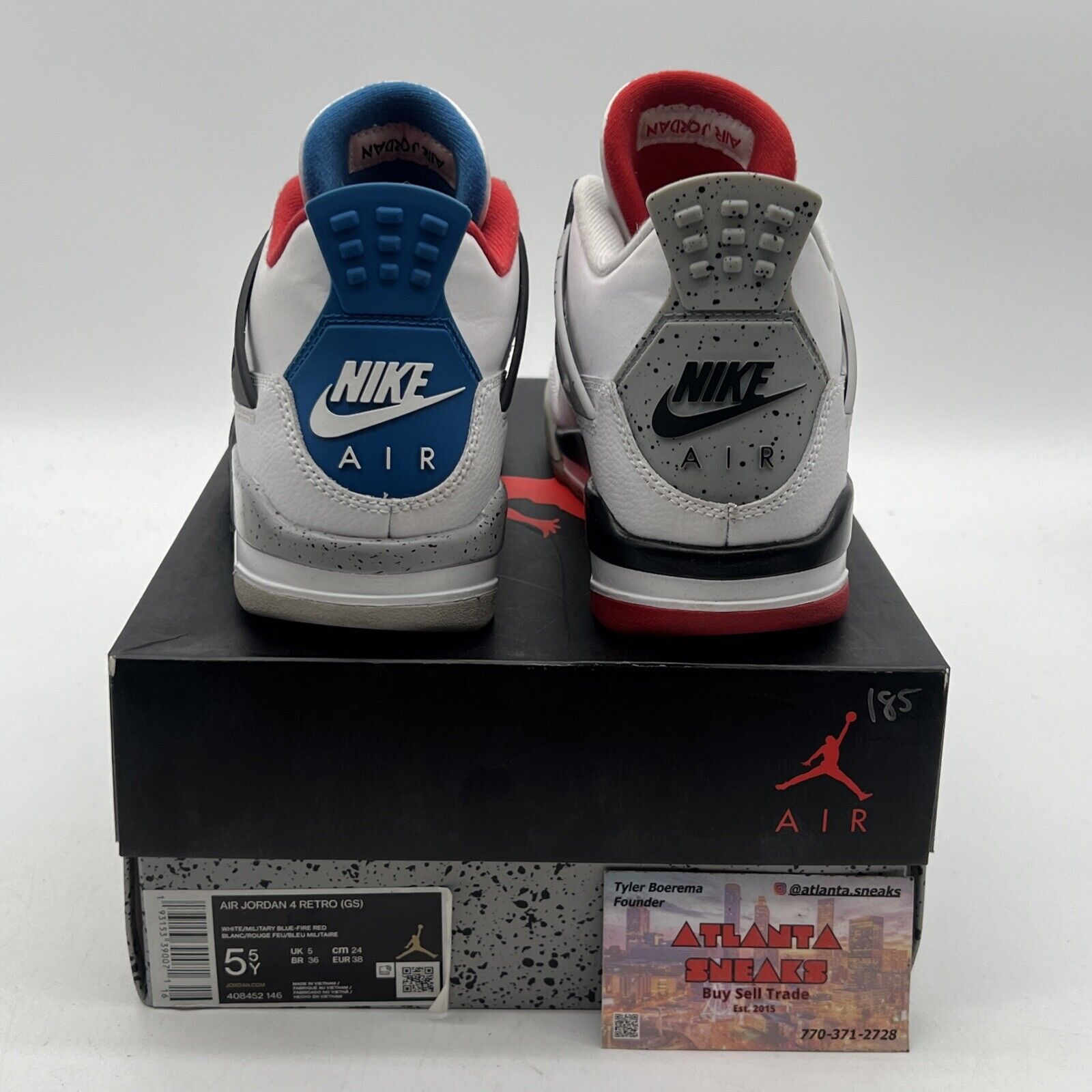 Size 5.5Y - Jordan 4 Retro SE Mid What The 4 White Blue Red Black (408452-146)