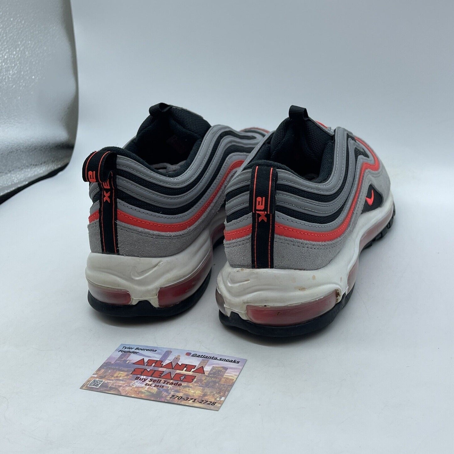 Size 10.5 - Nike Air Max 97 Wolf Grey Radiant Red Black Grey Suede (DB4611-002)