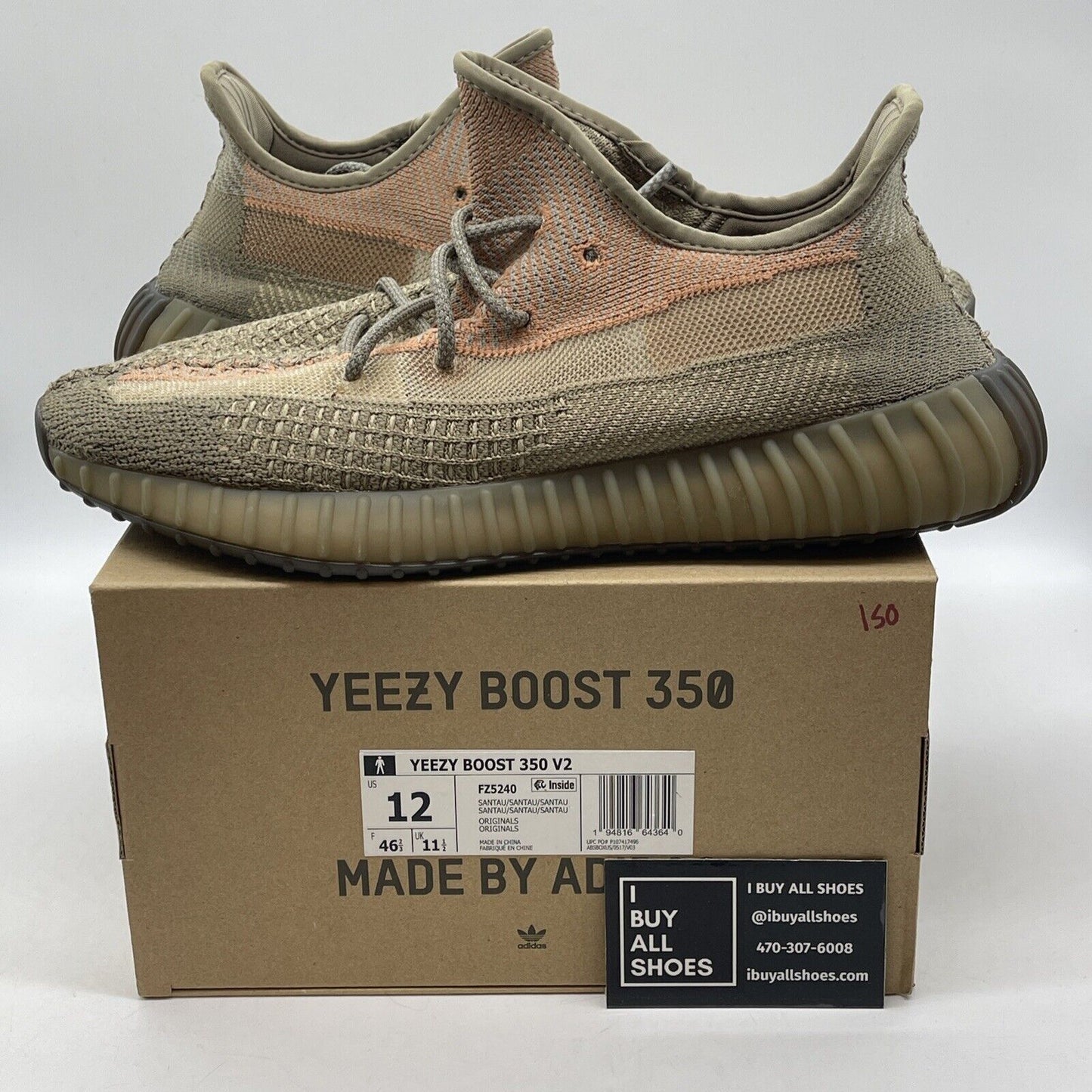 Size 12 - Yeezy Boost 350 V2 Sand Taupe Brown Orange Suede (FZ5240)