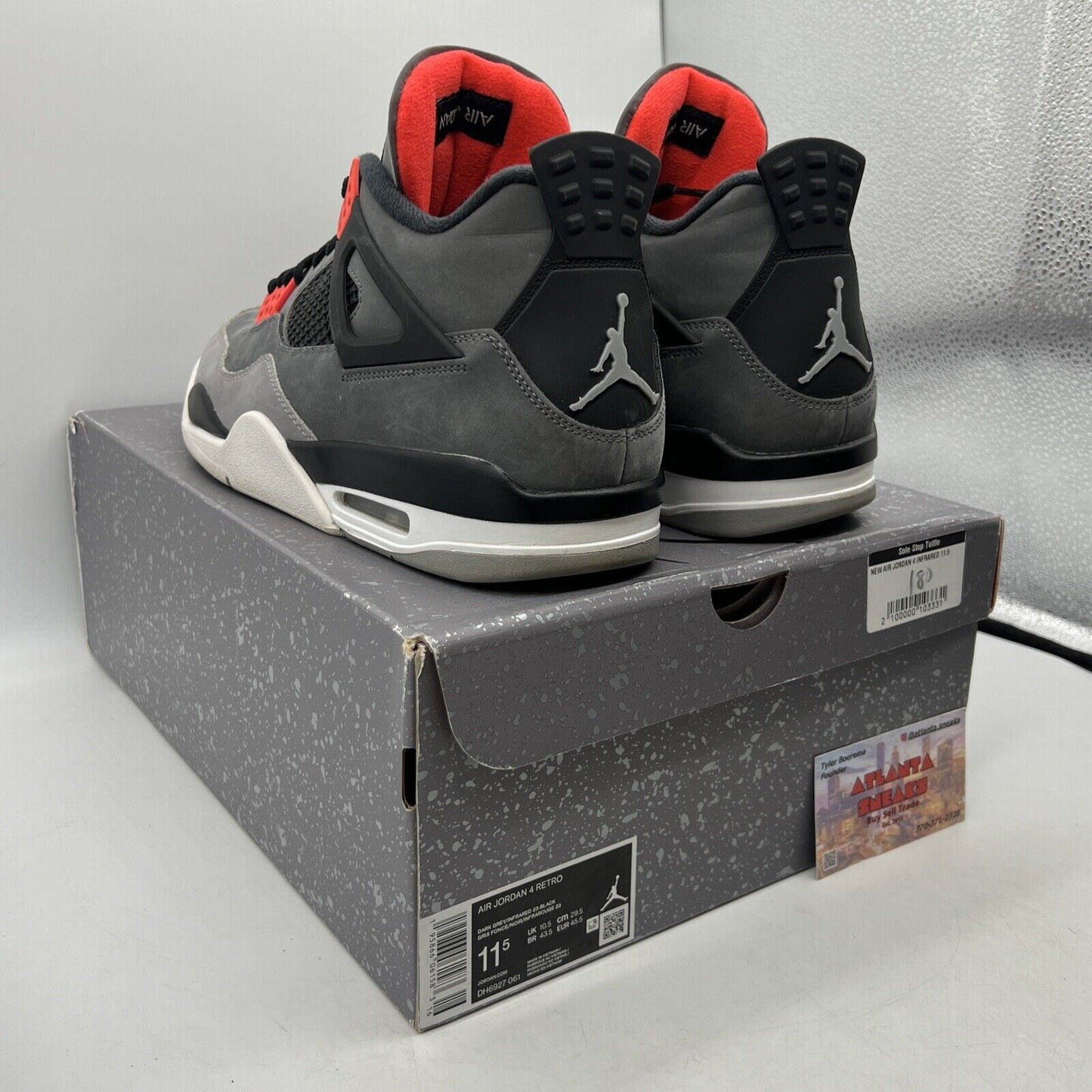 Size 11.5 - Jordan 4 Retro Mid Infrared Grey Black White Suede (DH6927-061)