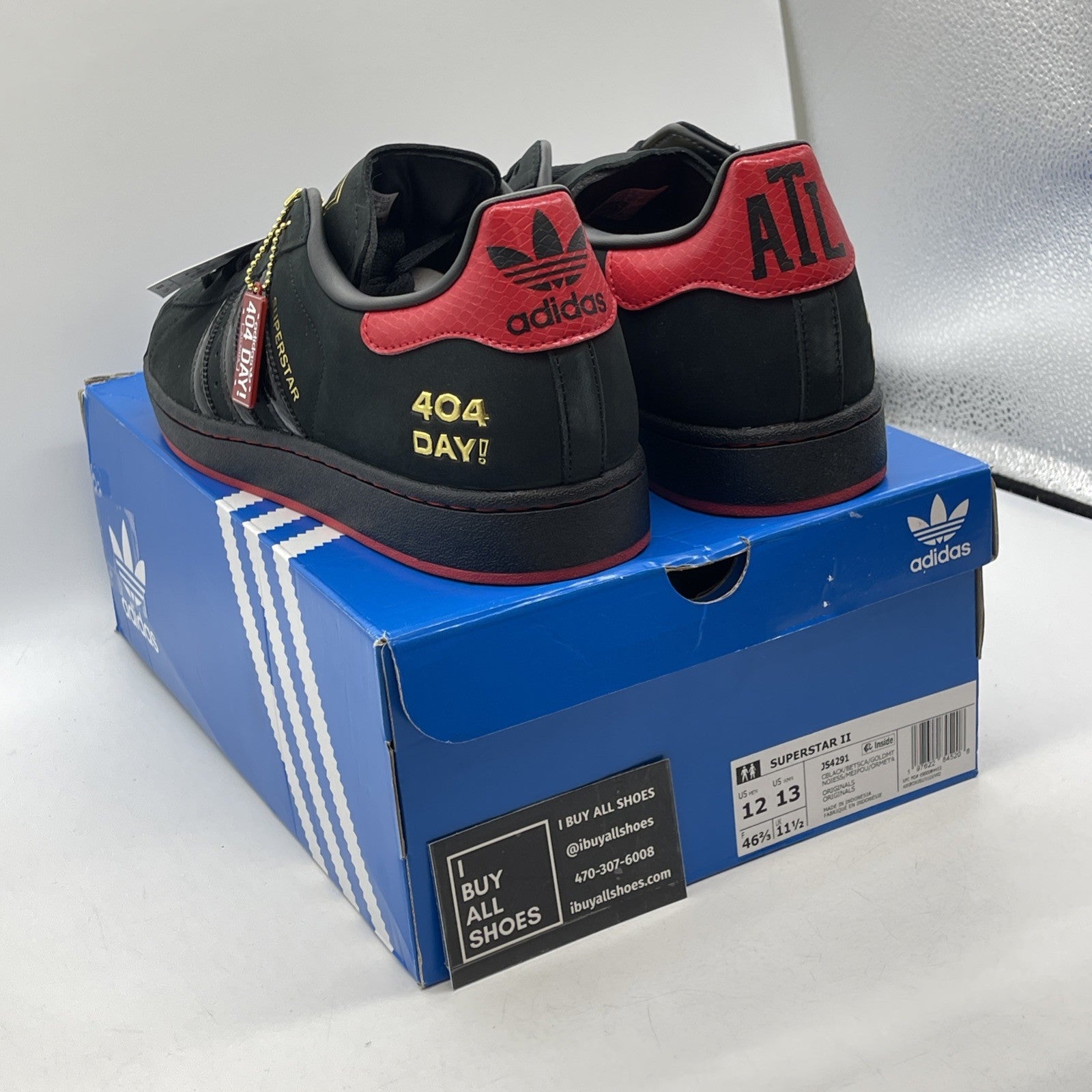 Size 12 - adidas Superstar 404 Day Black Red Suede Leather (JS4291)