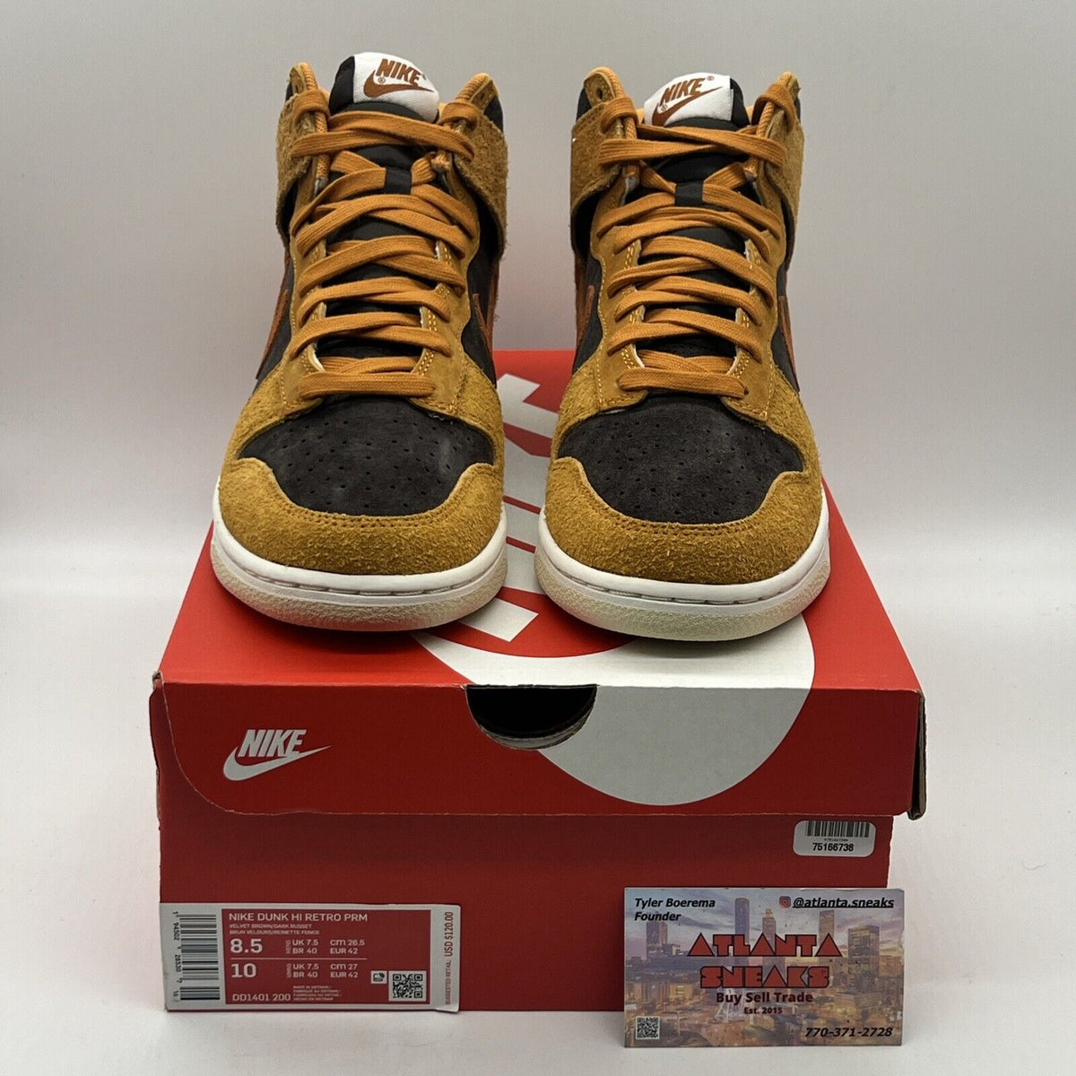 Size 8.5 - Nike Dunk Premium High Dark Curry Brand New Og All Brown DS Sneakers