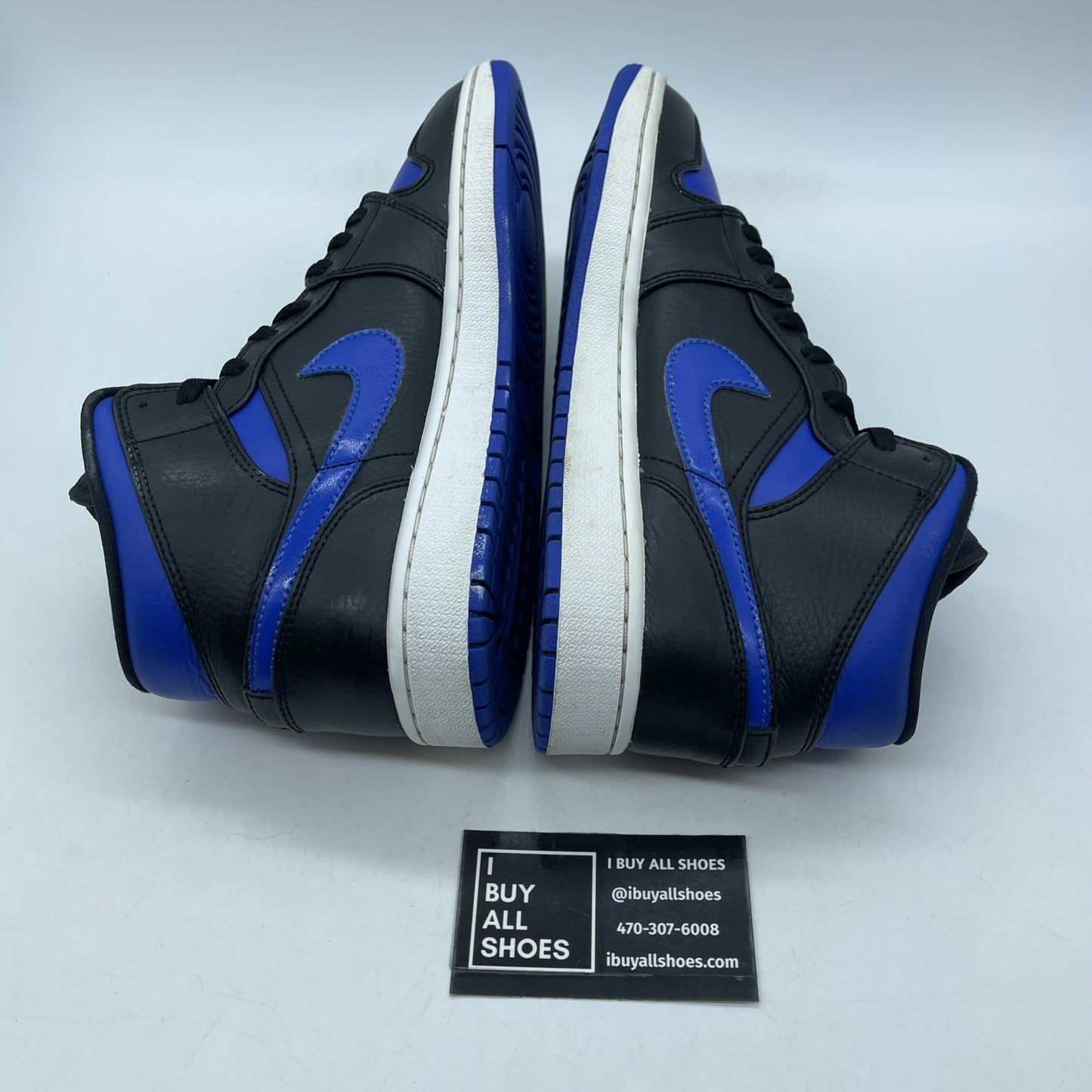 Size 8.5 - Air Jordan 1 Mid Black Hyper Royal Blue Leather (554724-068)