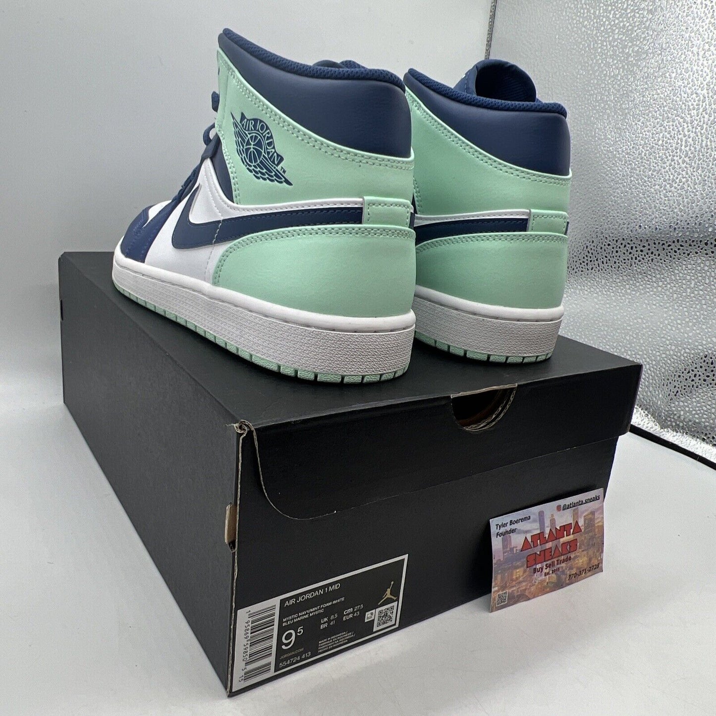 Size 9.5 - Jordan 1 Mid Blue Mint 2022 Brand New Og All