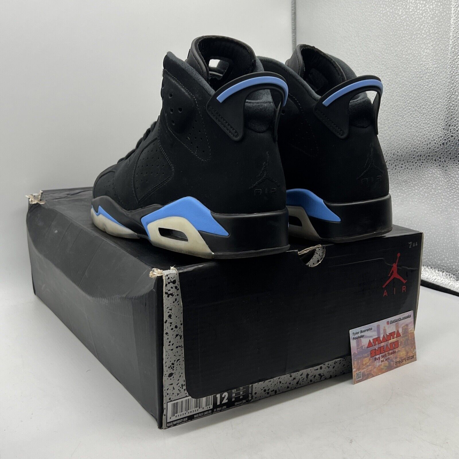 Size 12 - Air Jordan 6 Retro UNC Black (384664-006)