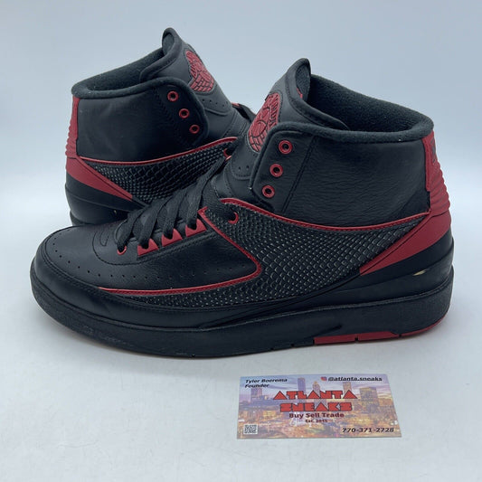 Size 9.5 - Air Jordan 2 Retro Alternate 87 Black Red Leather (834274-001)