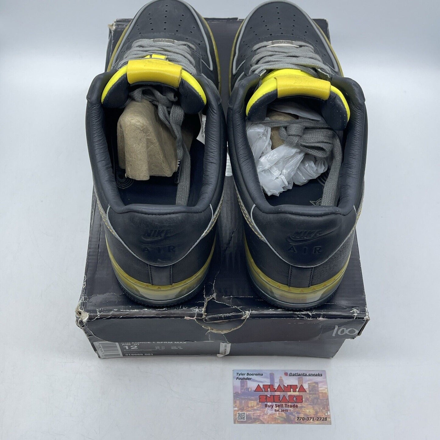 Size 12 - Nike Air Force 1 Supreme Max Air 07 Charcoal Zest Yellow (316666-001)