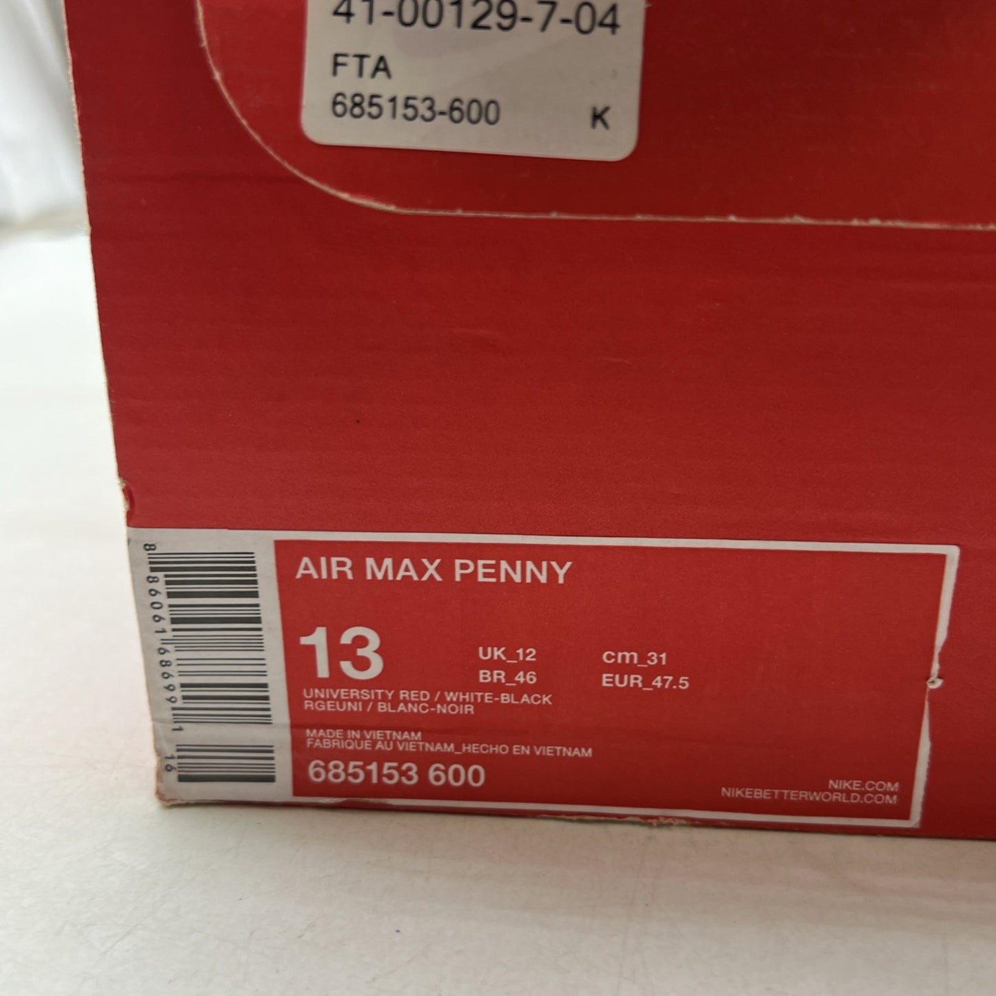 Size 13 - Nike Air Max Penny 1 University Red (685153-600)