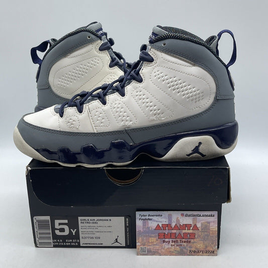 Size 5Y - Air Jordan 9 Retro GG Imperial Purple Grey White Leather (537736-109)