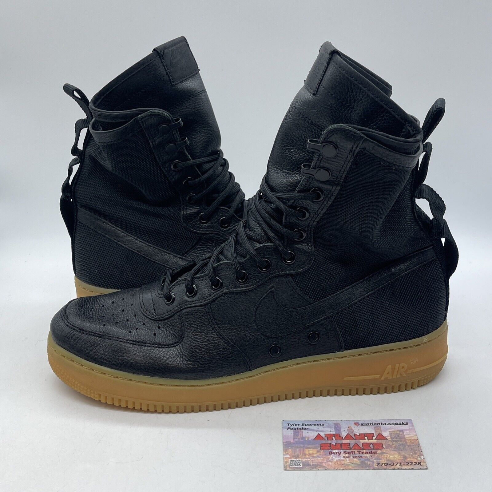 Size 11.5 - Nike SF Air Force 1 Gum Black Brown Leather Suede (859202-009)