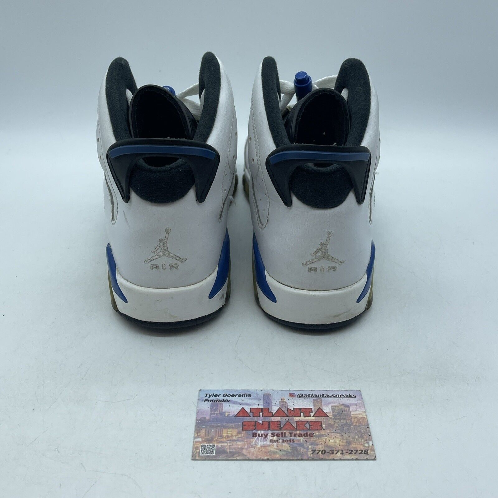 Size 7Y (GS) - Jordan 6 Retro Mid Sport Blue White Leather (384665-107)