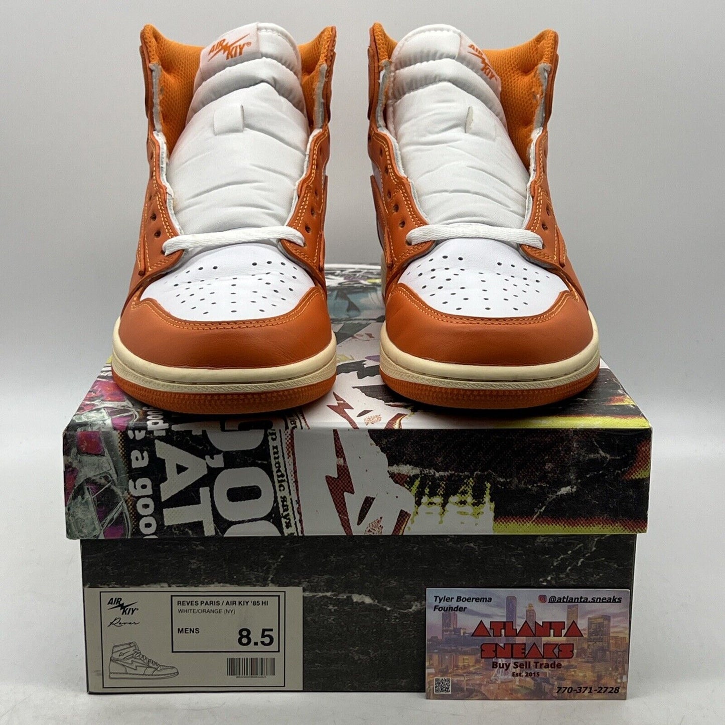 Reves Paris Air Kiy '85 Hi White/Orange Men's 8.5 Shoes Sneakers