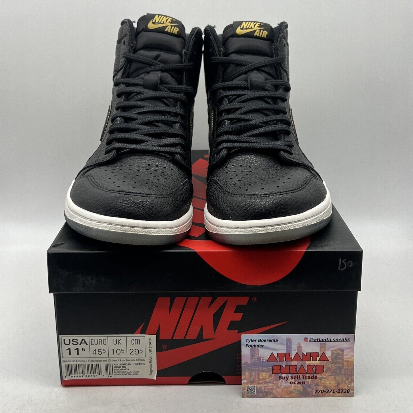 Size 11.5 - Air Jordan 1 Retro OG High City of Flight Black Gold White 555088031