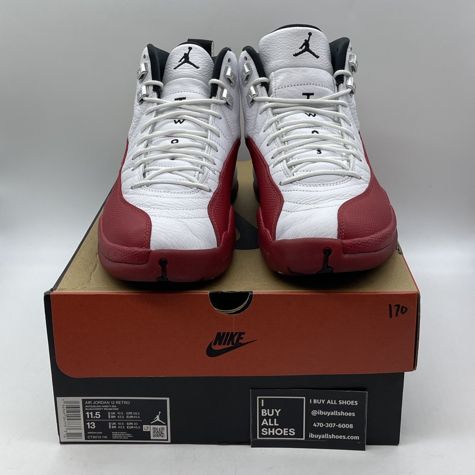 Size 11.5 - Jordan 12 Retro 2023 Mid Cherry White Red Leather (CT8013-116)