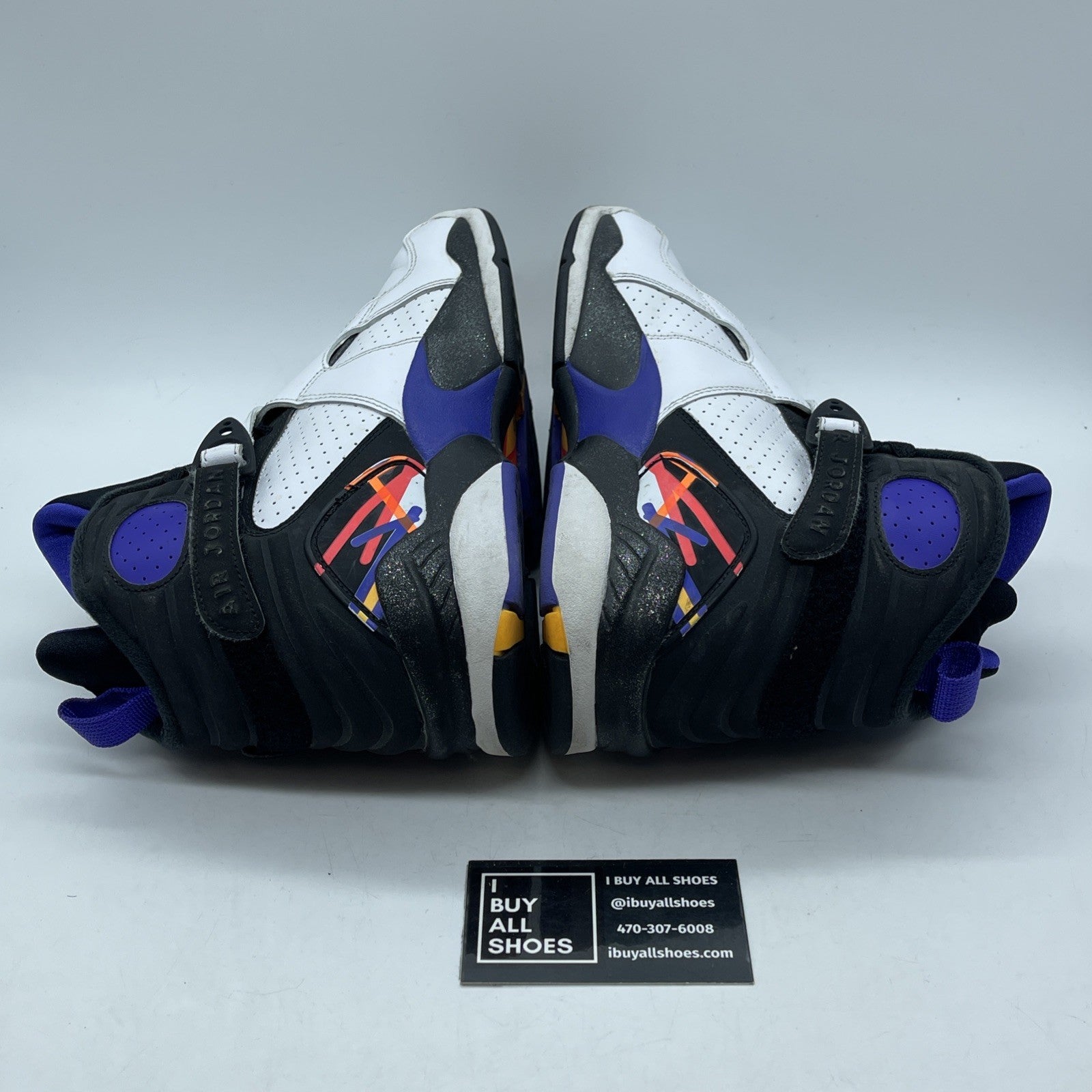 Size 9 - Air Jordan 8 Three-Peat White Black Purple Suede Leather (305381-142)