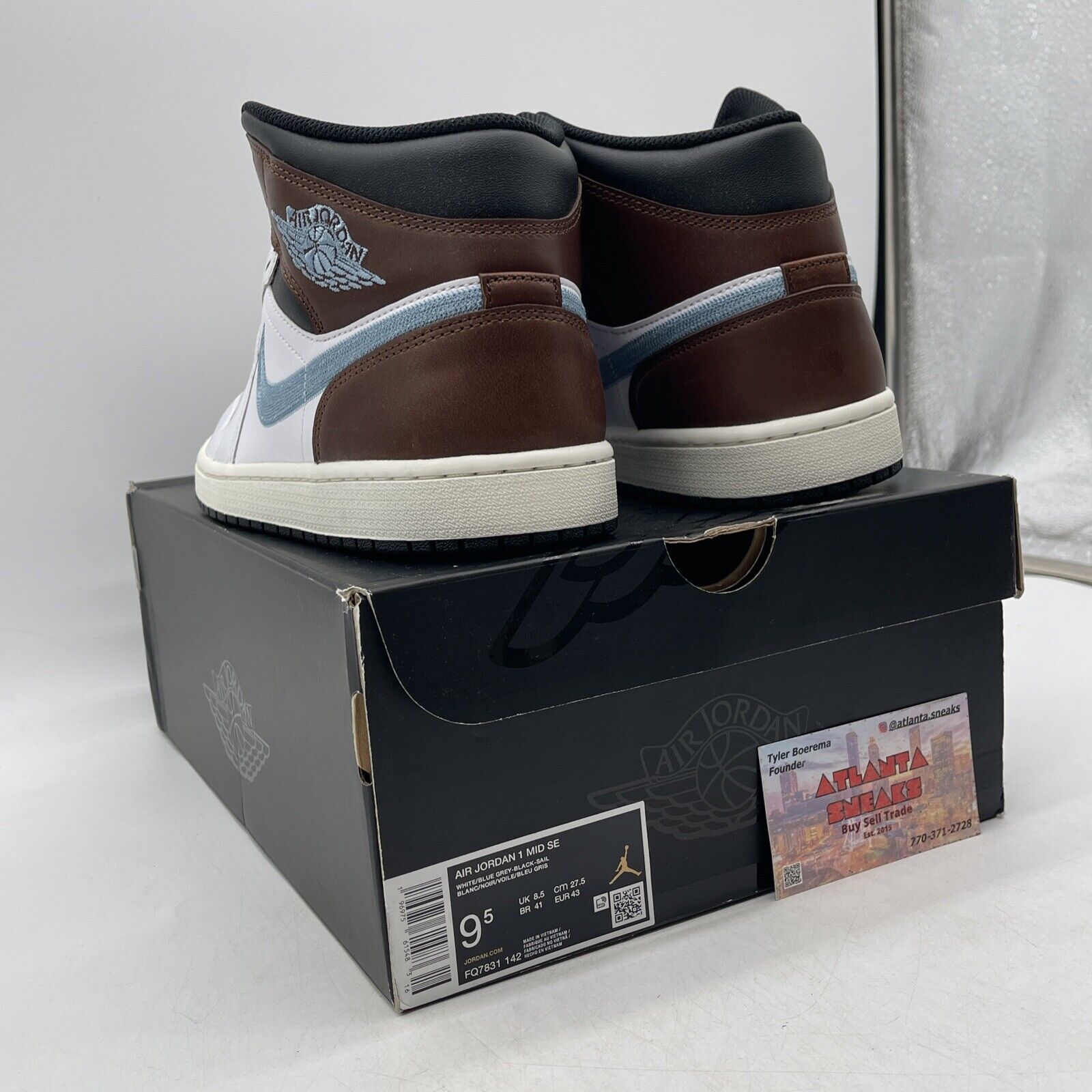 Size 9.5 - Air Jordan 1 Retro SE Mid Brown Blue Grey Leather (FQ7831-142)