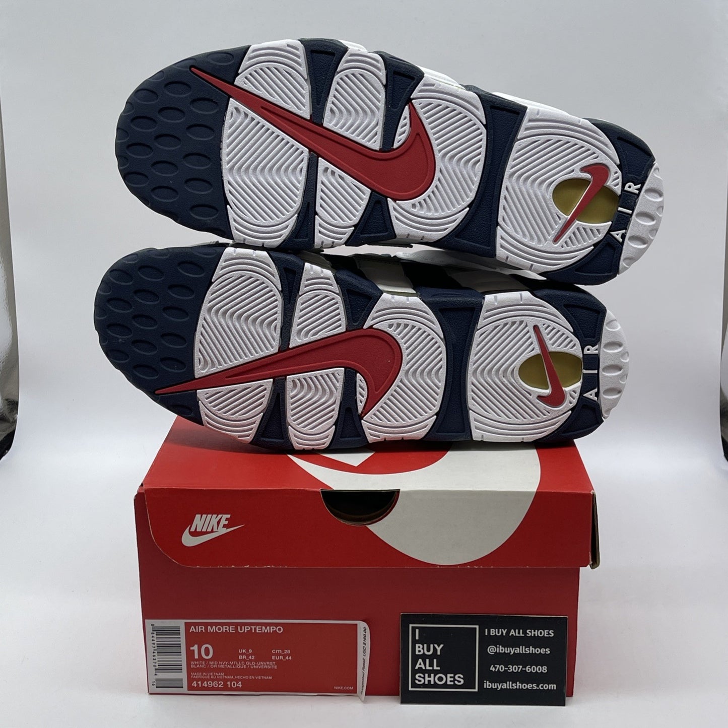 Size 10 - Nike Air More Uptempo 2016 Olympic Blue White Suede (414962-104)