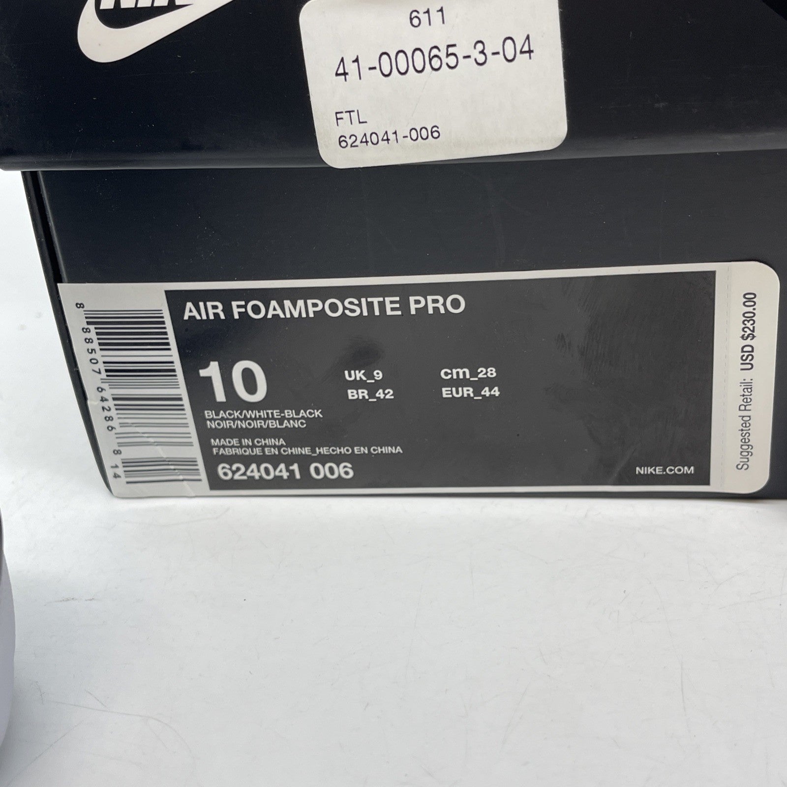 Size 10 - Nike Air Foamposite Pro 2016 Dr. Doom Black White (624041-006)