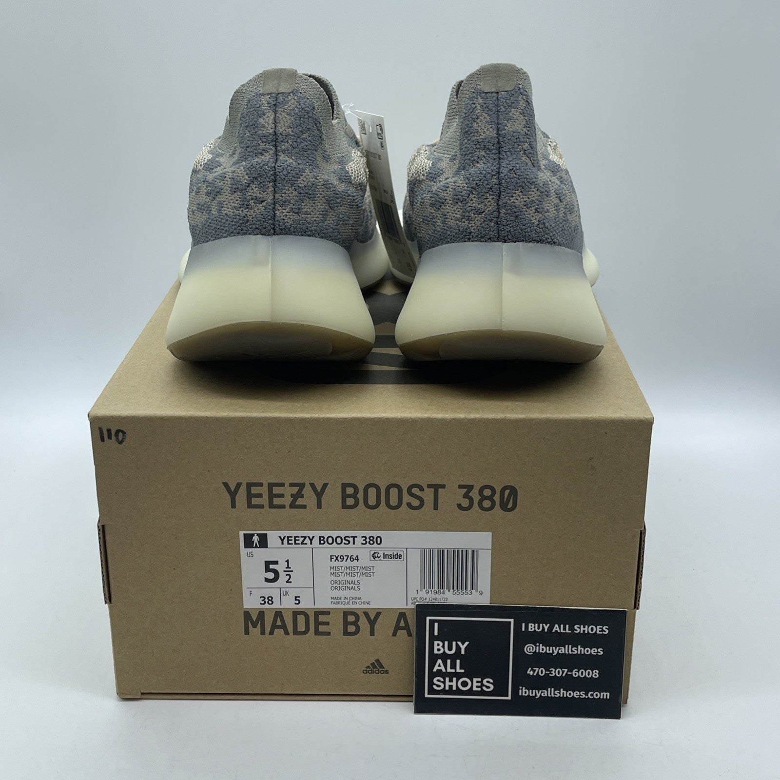 Size 5.5 - adidas Yeezy Boost 380 Mist Non-Reflective Grey Suede (FX9764)