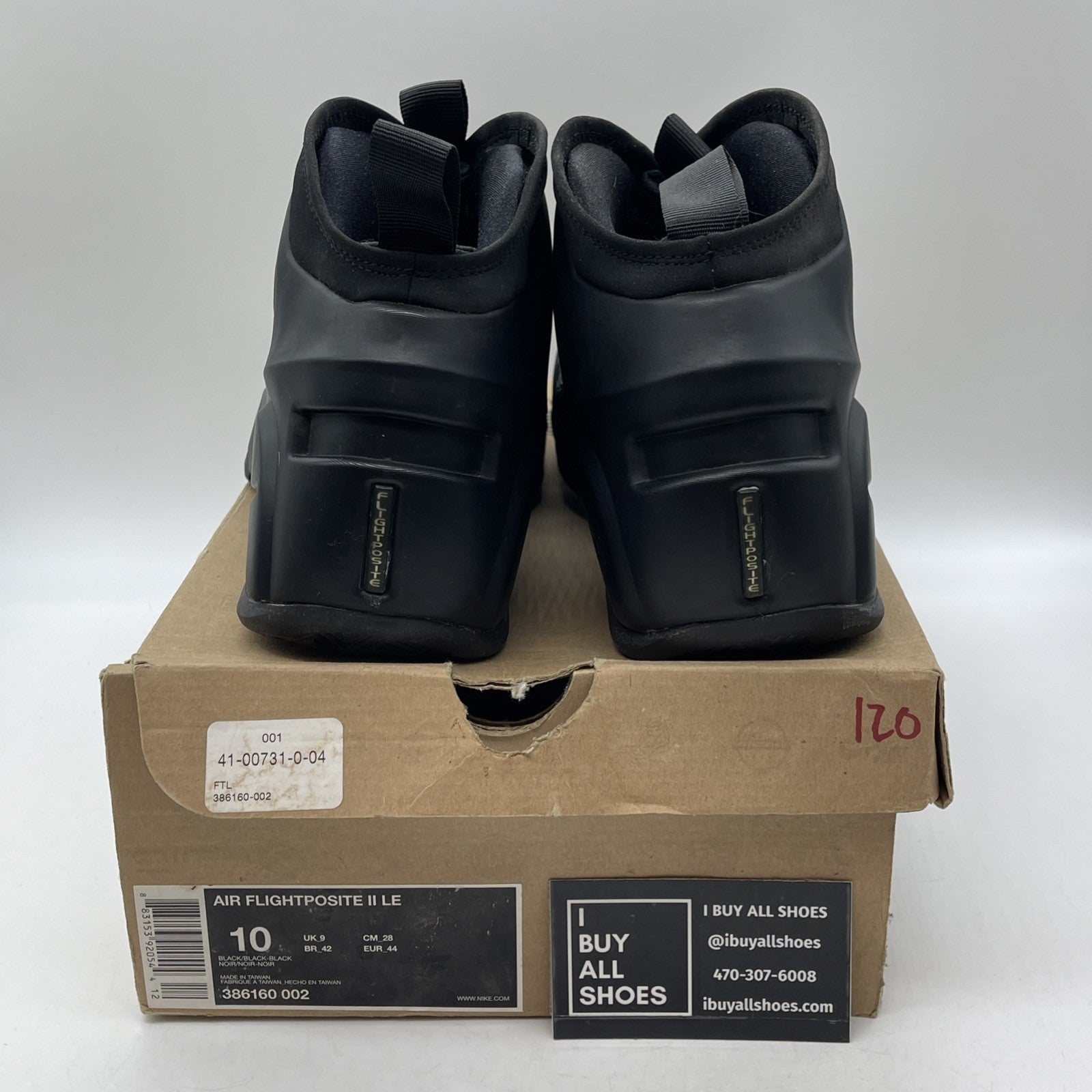 Size 10 - Nike Air Flightposite 2 LE 2009 KG Black Suede Leather (386160-002)