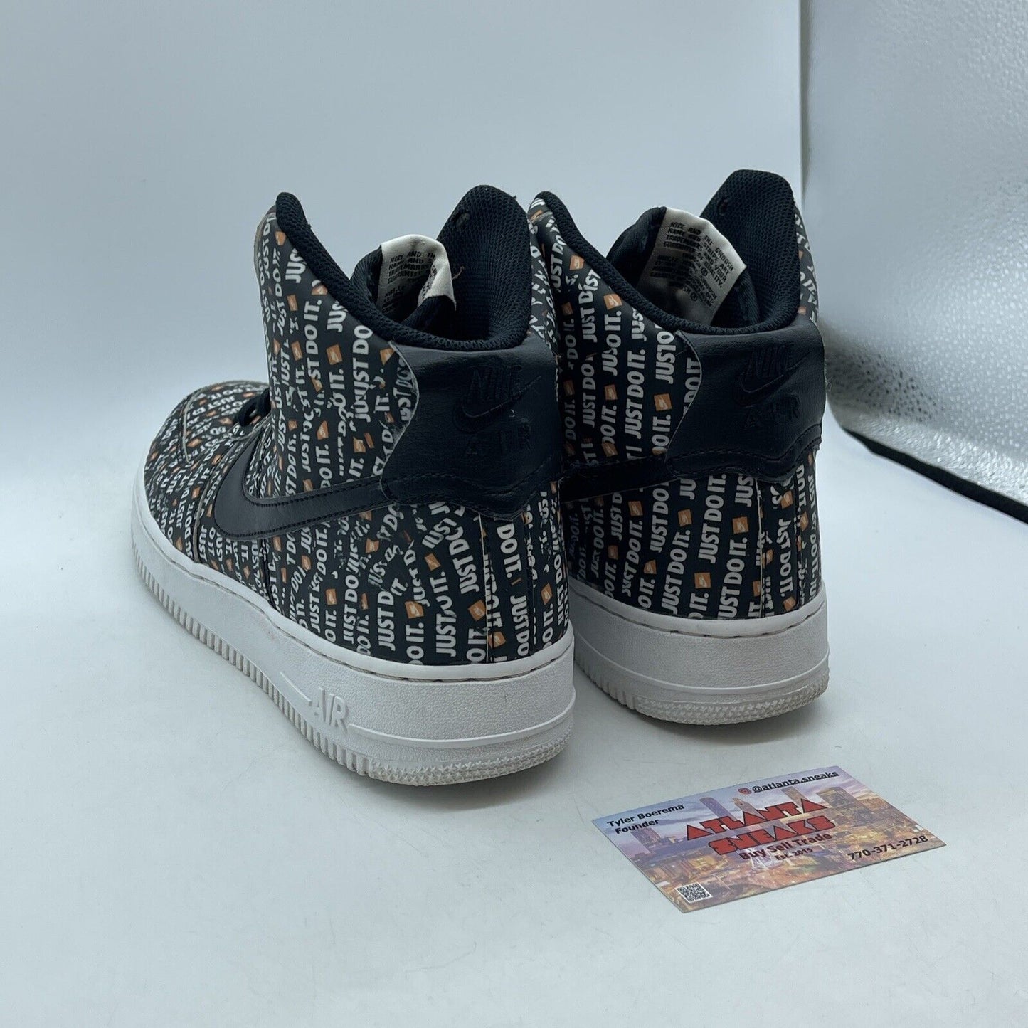 Size 9.5 - Nike Air Force 1 '07 LV8 High Just Do It Black White (AQ9648-001)