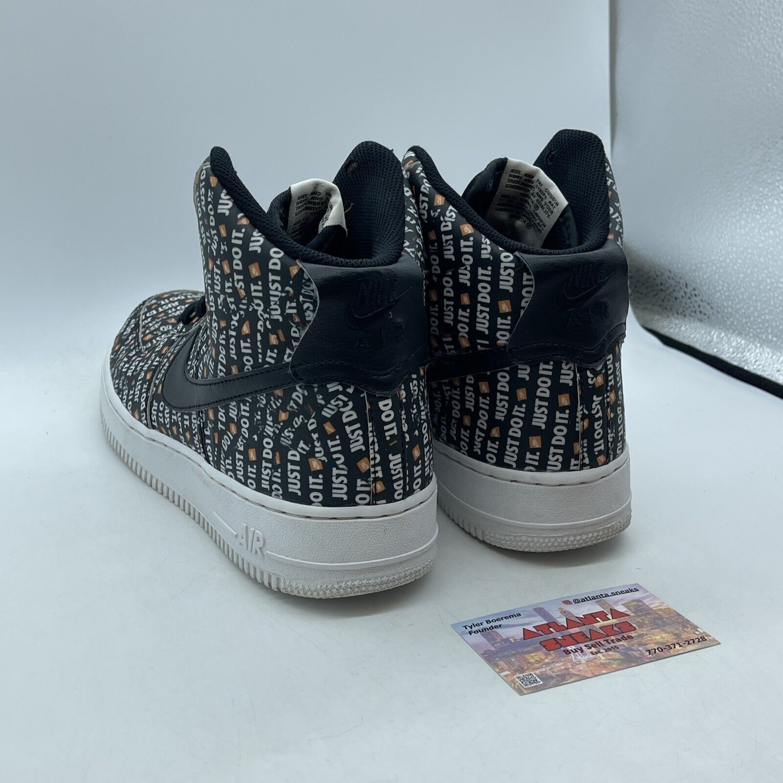 Size 9.5 - Nike Air Force 1 '07 LV8 High Just Do It Black White (AQ9648-001)