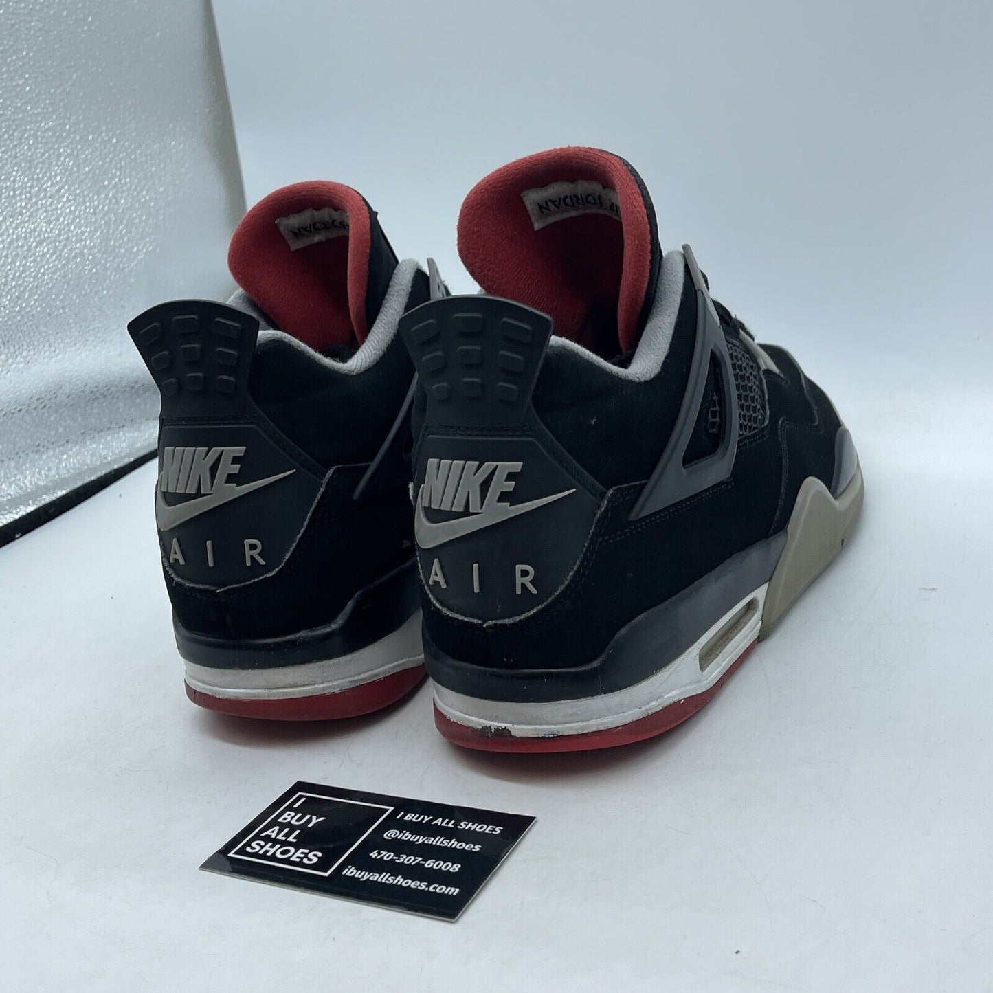 Size 12 - Jordan 4 Retro OG Mid Bred Black Grey Red Suede Rubber (308497–060)