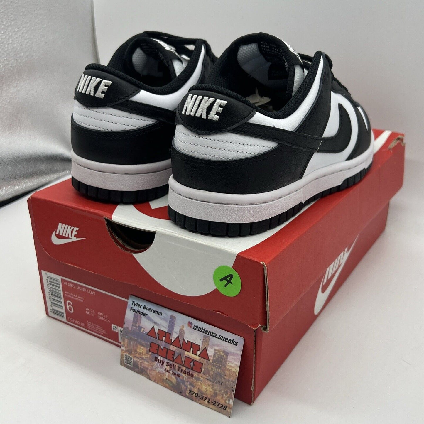 Size 6 - Nike Dunk Low Black White Brand New Og All