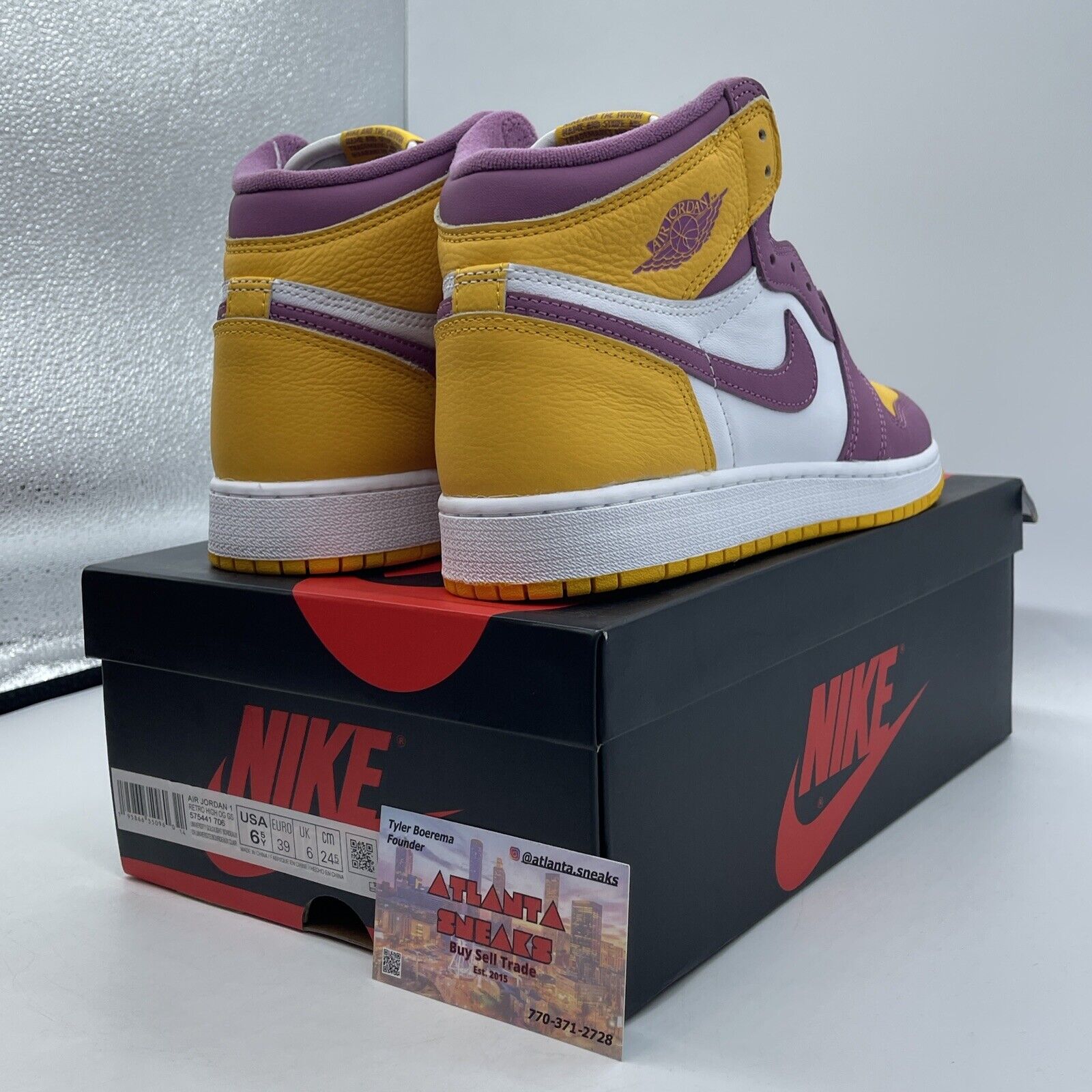 Size 6.5Y - Jordan 1 Retro High OG Brotherhood 2022 Yellow Leather (575441-706)