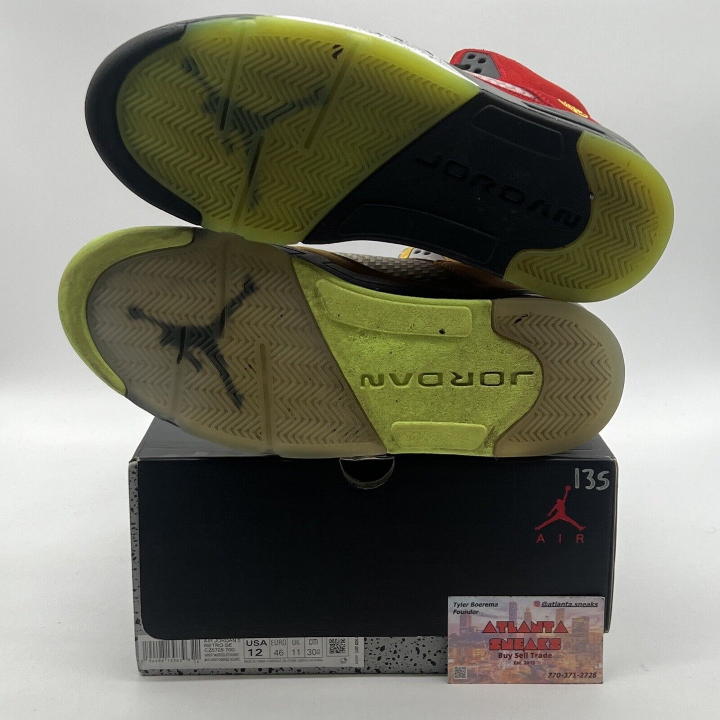 Size 12 - Jordan 5 Retro Solar Orange Yellow Red Suede Grey Green (CZ5725-700)