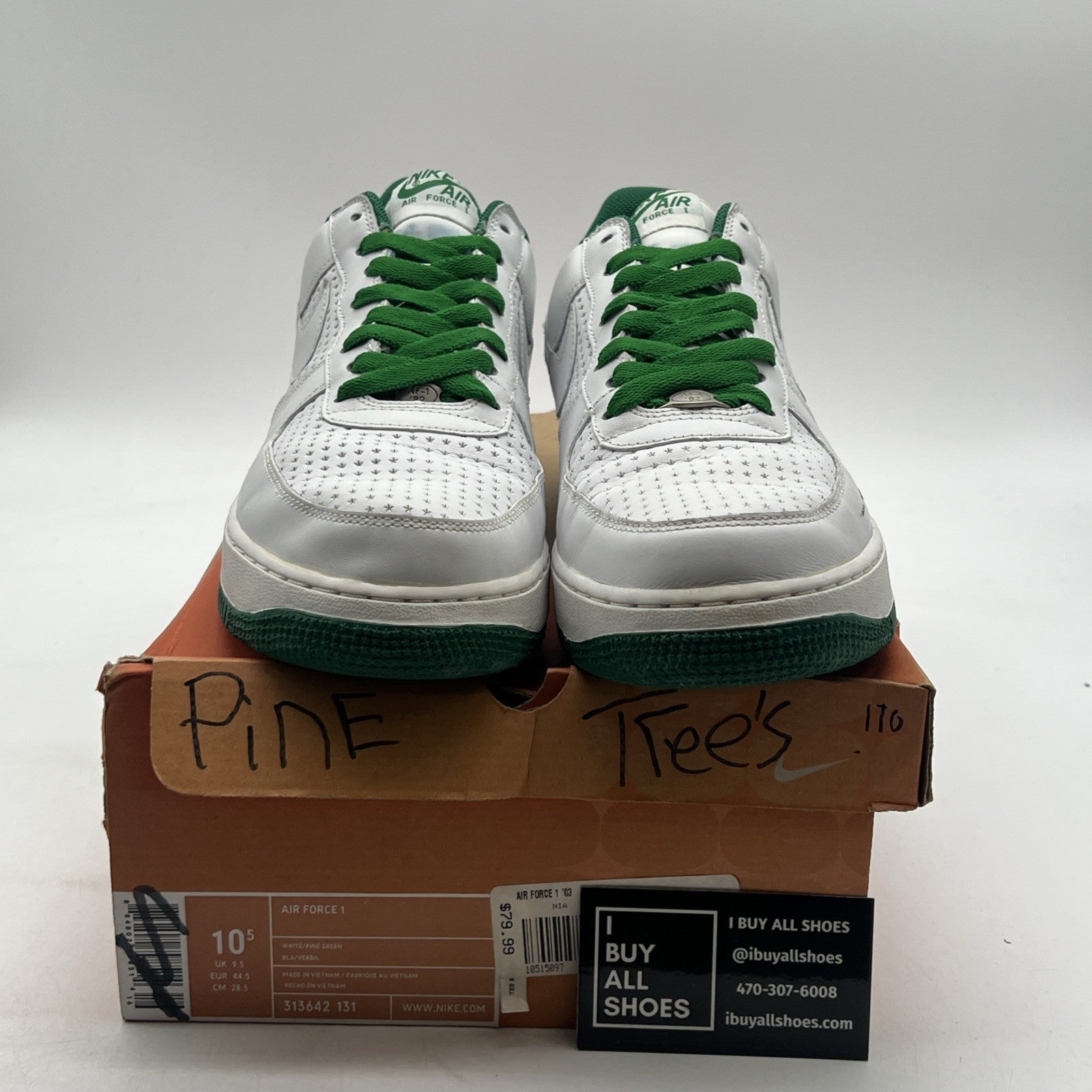 Size 10.5 - Nike Air Force 1 White Pine Green (313642-131)
