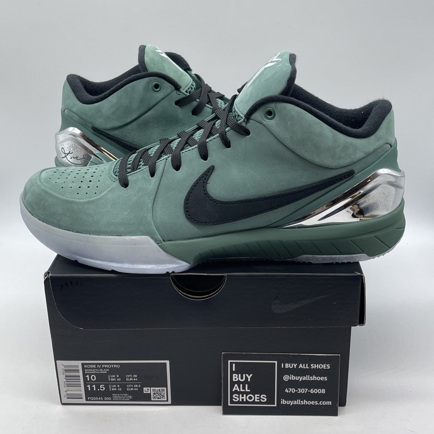 Size 10 - Nike Zoom Kobe 4 Protro Girl Dad Green Black Suede (FQ3545-300)