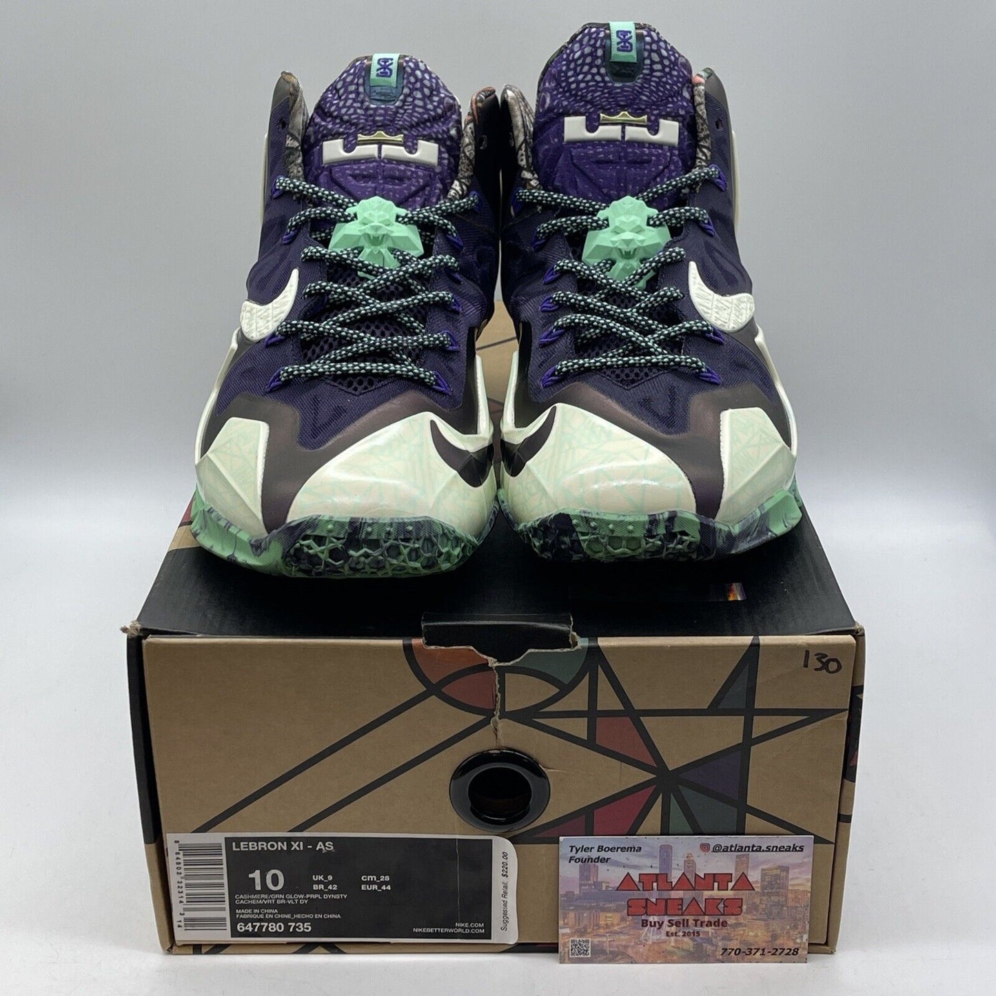 Size 10 - Nike LeBron 11 All Star - Gator King Purple Green Leather (647780-735)