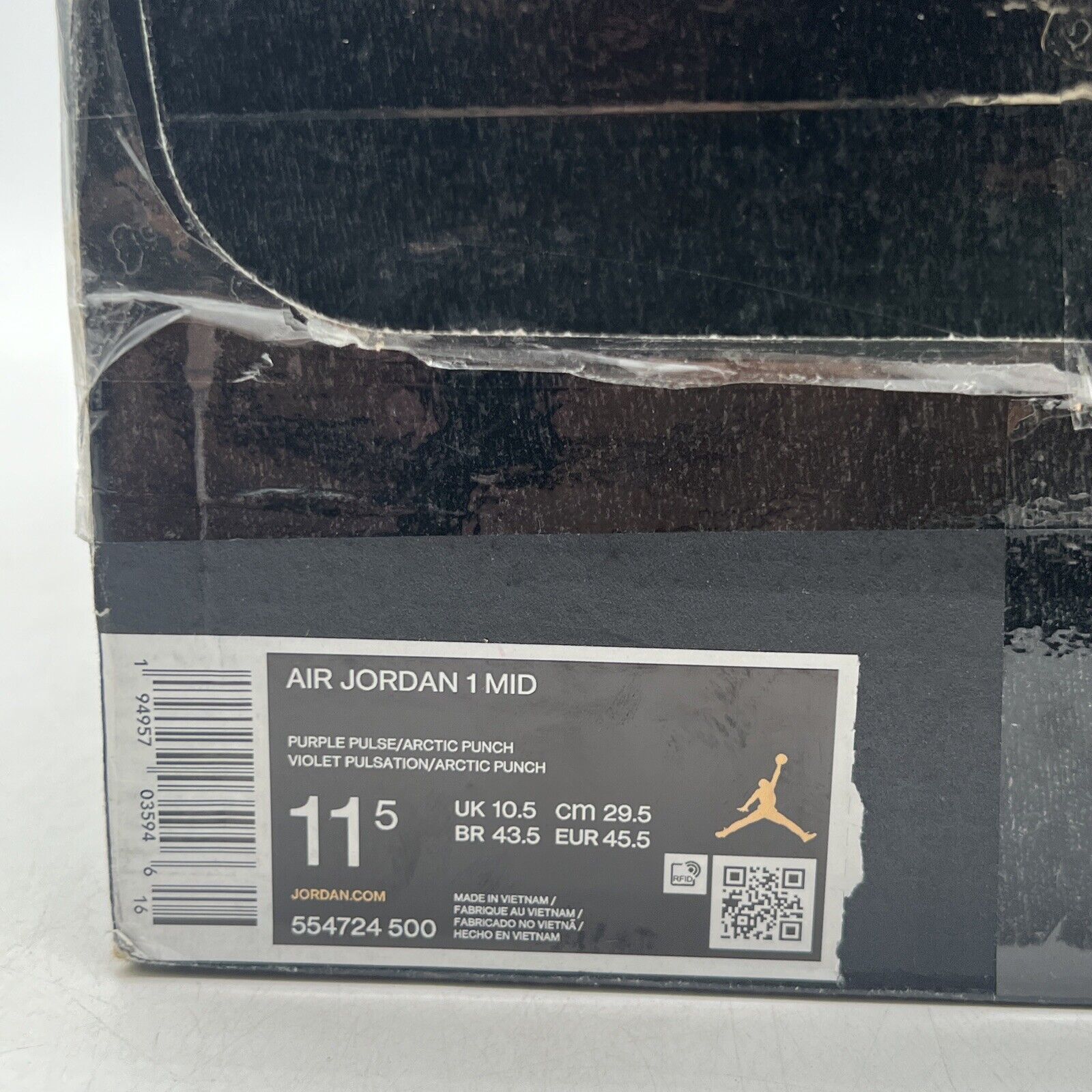 Size 11.5 - Air Jordan 1 Mid Purple Pulse Leather White (554724-500)