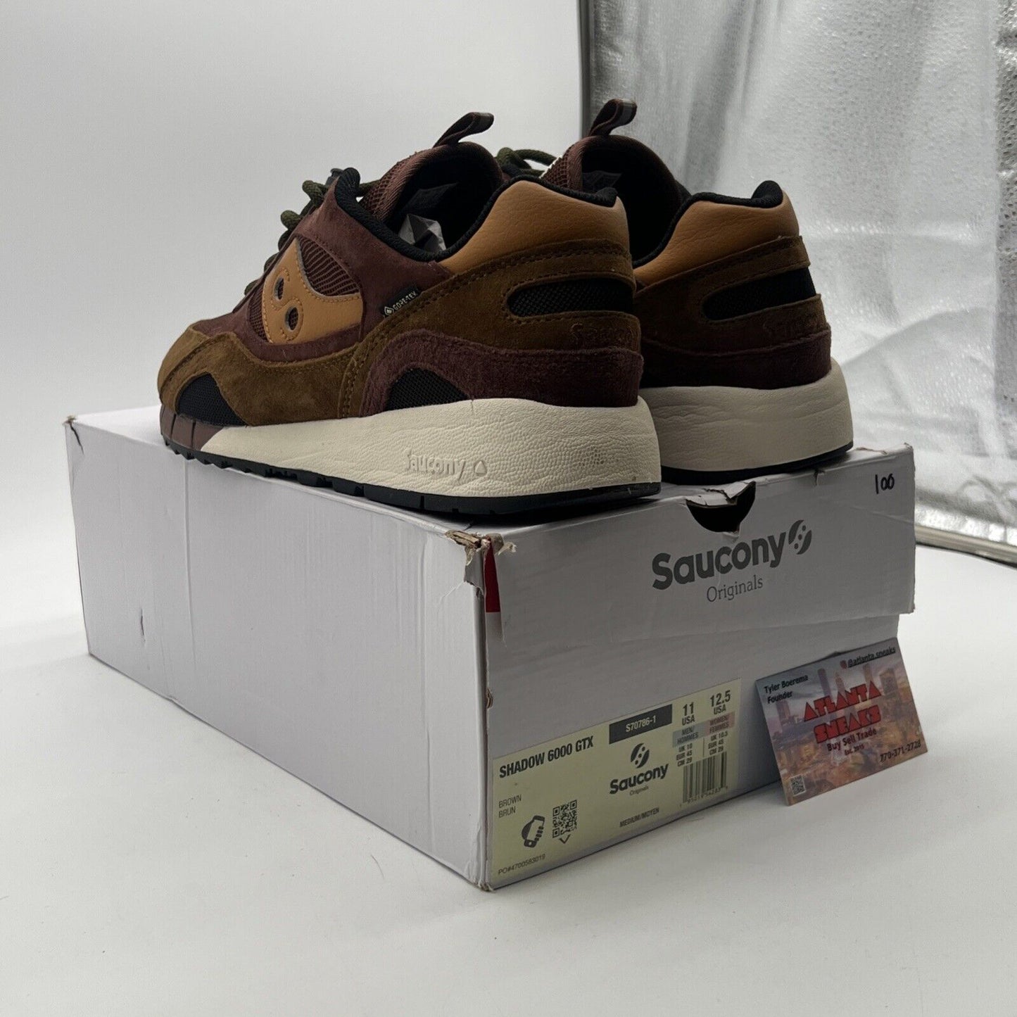 Size 11 - Saucony Originals Shadow 6000 GTX GORE-TEX Brown Sneakers (S70786-1)