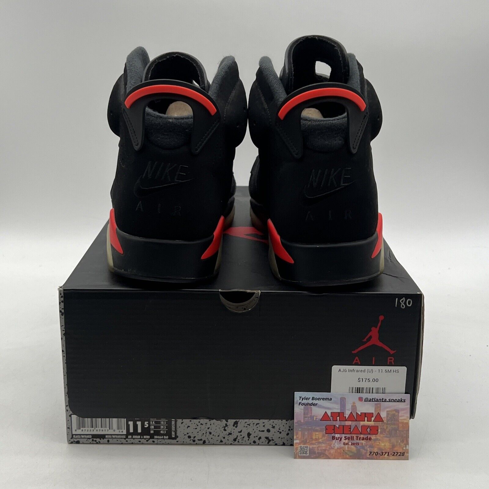 Size 11.5 - Jordan 6 Retro Mid Infrared Black Red Suede (384664-060)