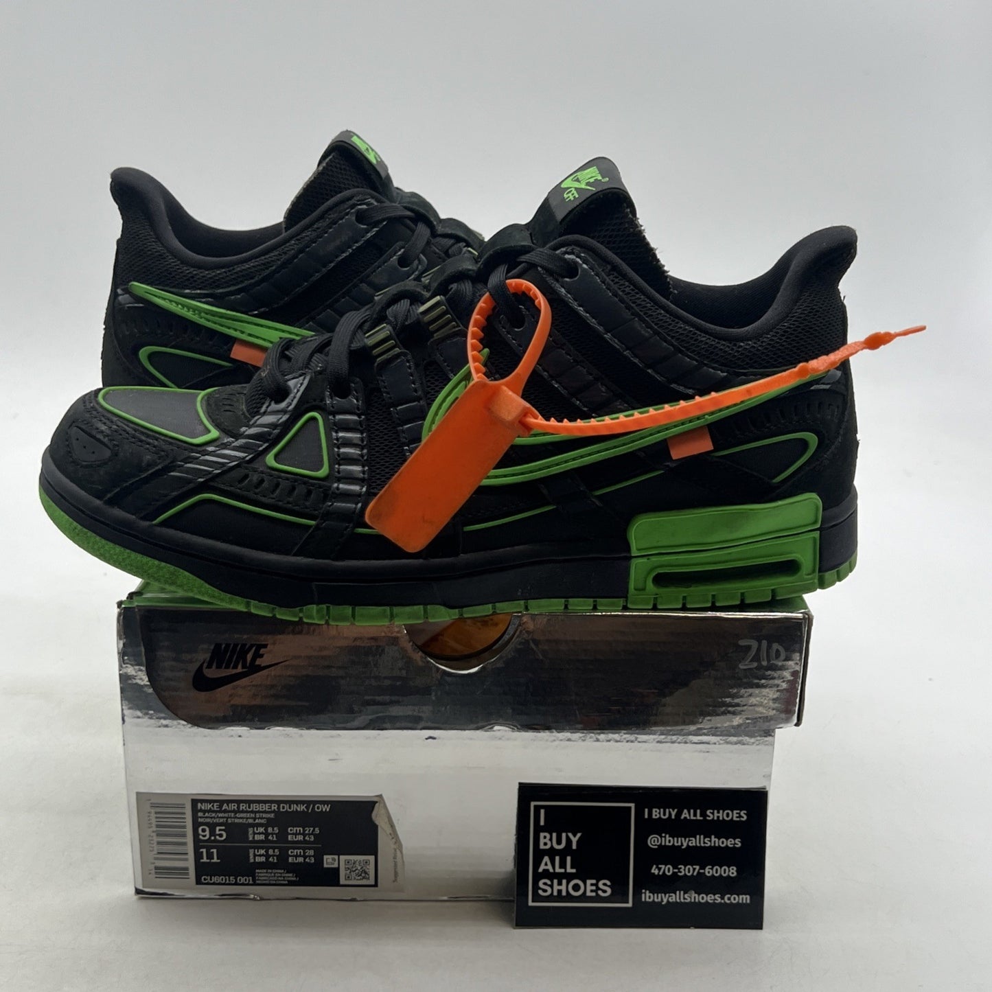 Size 9.5 - Nike Air Rubber Dunk x Off-White Low Green Strike (CU6015-001)