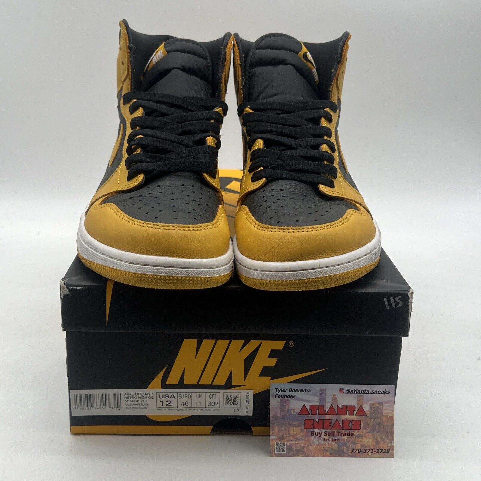 Size 12 - Jordan 1 Retro OG High Pollen Black White Yellow (555088-701)