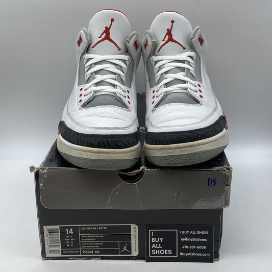 Size 14 - Air Jordan 3 Retro 2007 Fire Red White Grey Leather (136064-161)