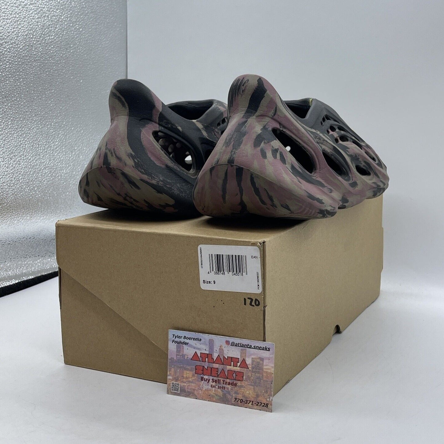 Size 9 - Yeezy Foam Runner MX Carbon Purple Brown Yellow Black Leather (IG9562)