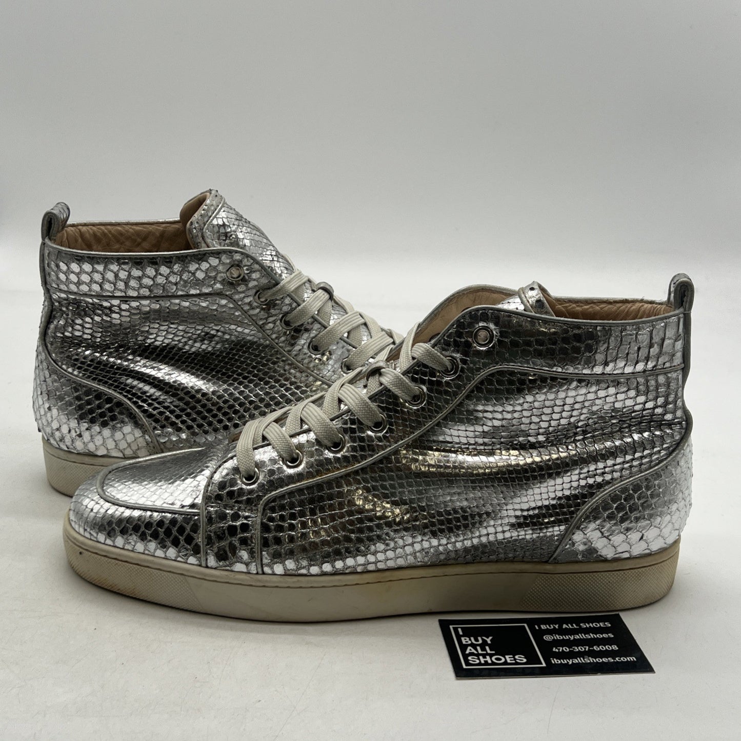 Size 46 - Christian Louboutin Silver Leather Rantus Orlato Sneakers