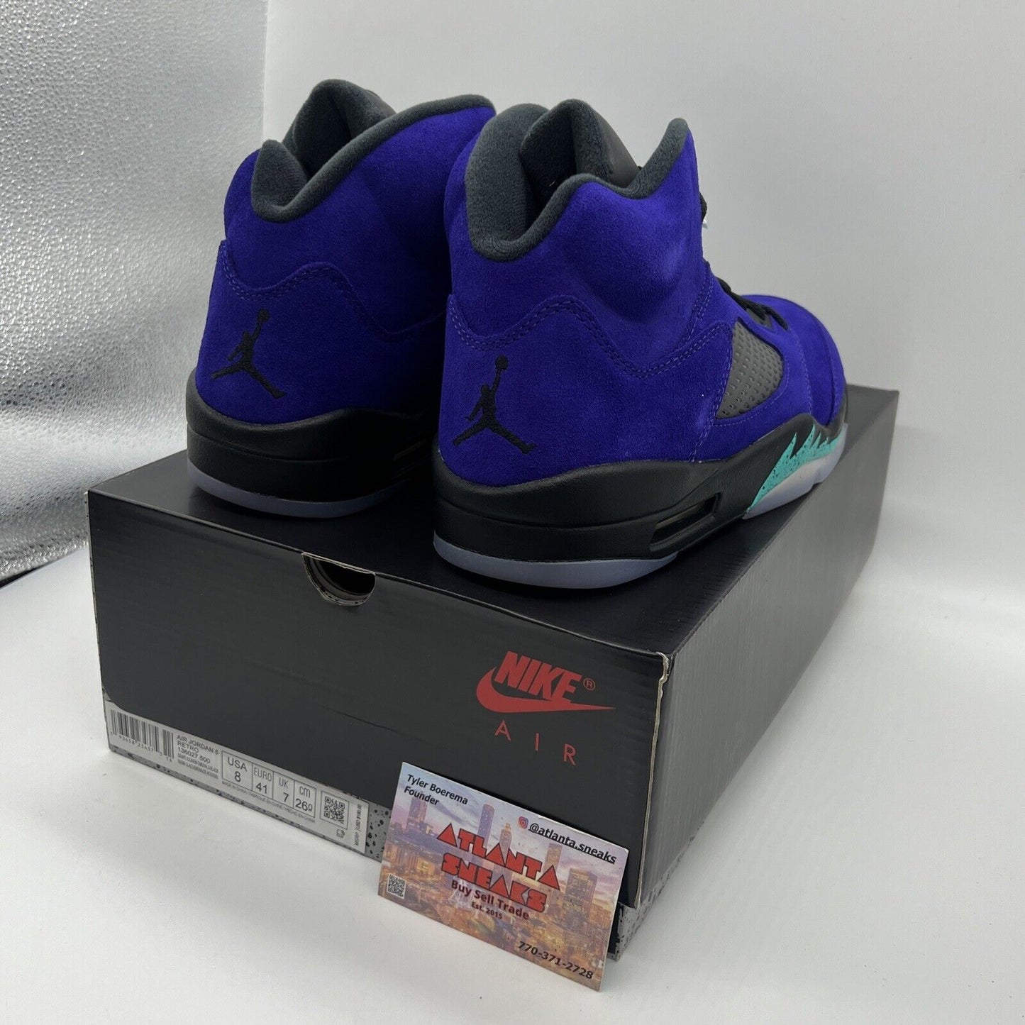 Size 8 - Jordan 5 Retro Alternate Grape 2020 Brand New Og All Black Purple Aqua