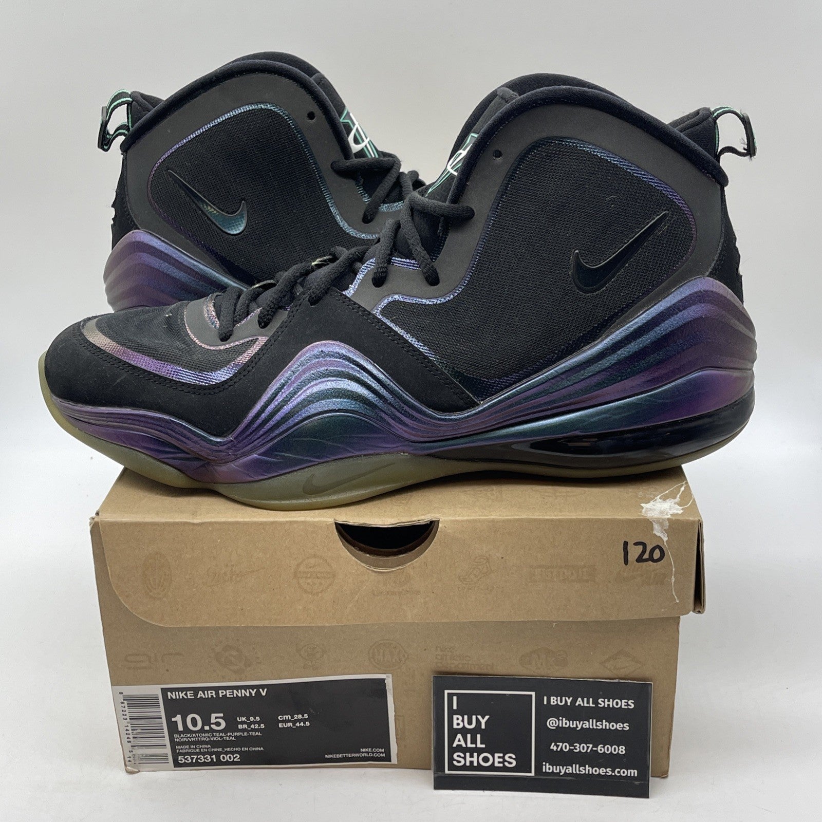Size 10.5 - Nike Air Penny 5 Invisibility Cloak Black Suede (537331-002)