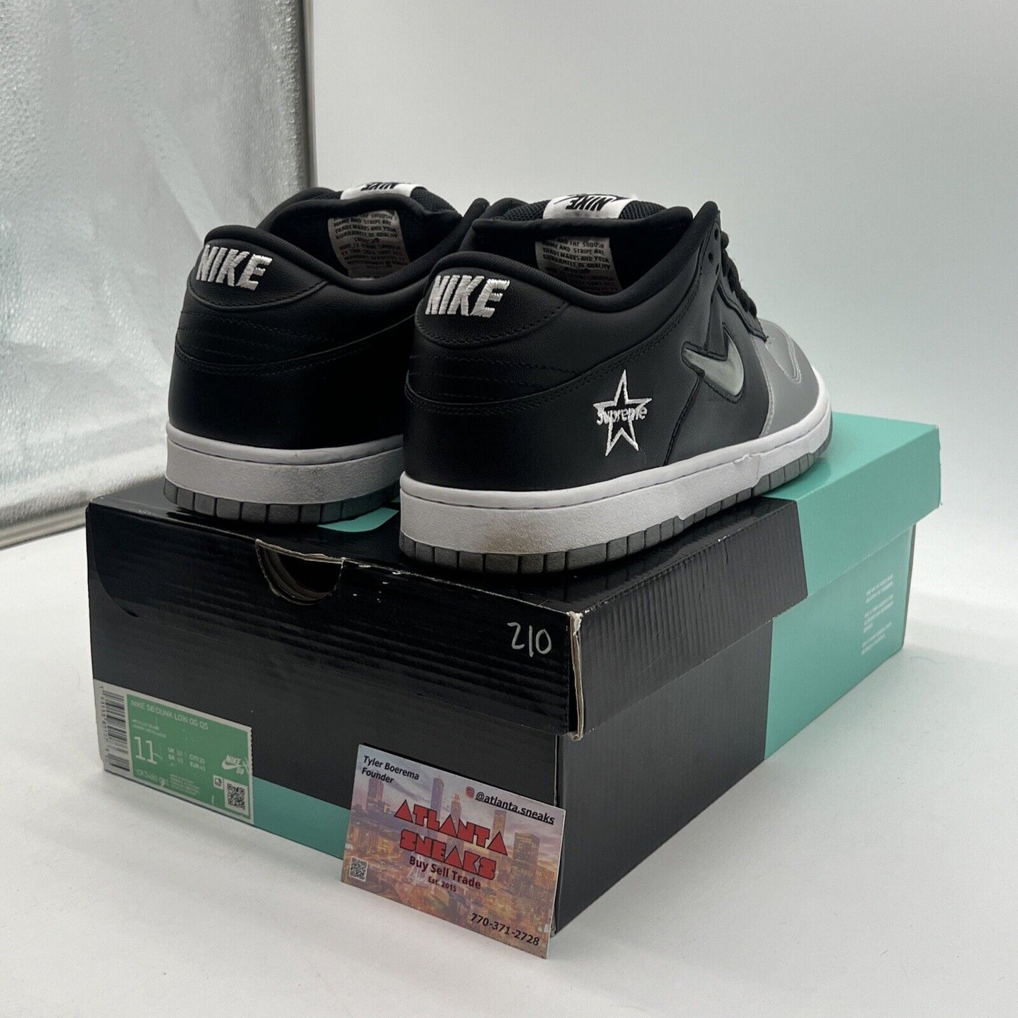Size 11 - Nike Supreme x Dunk SB QS Low Metallic Silver Leather (CK3480-001)