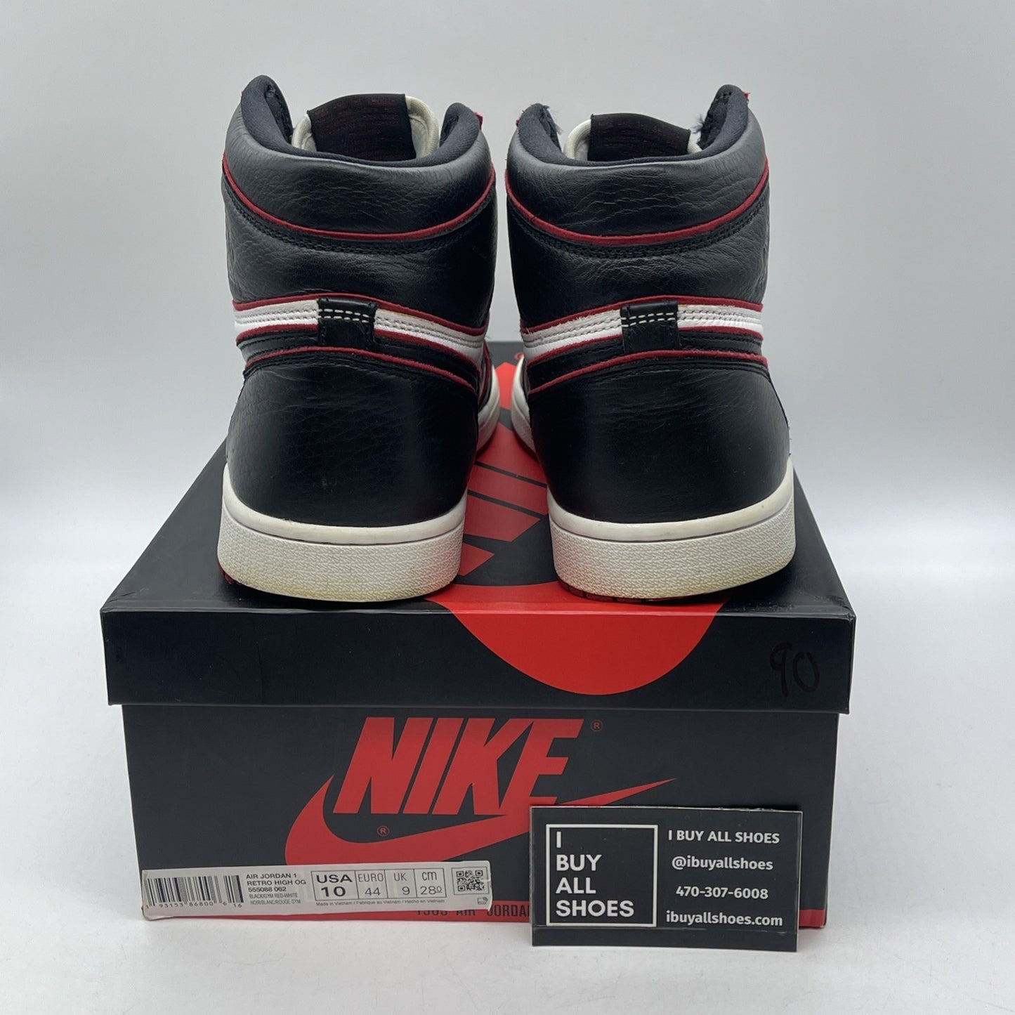 Size 10 - Jordan 1 Retro High OG Bloodline White Black Leather (555088-062)
