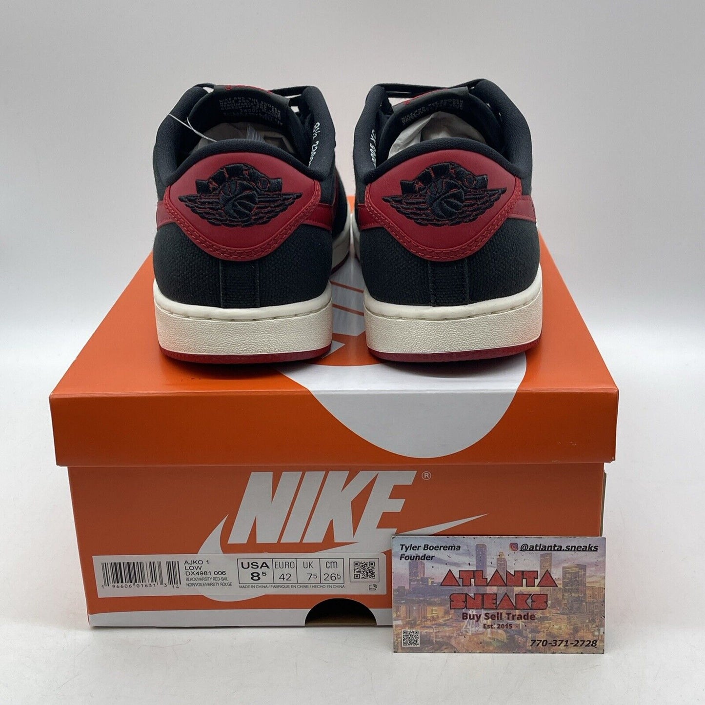 Size 8.5 - Air Jordan 1 KO Low Bred Ref Black Suede White Leather (DX4981-006)