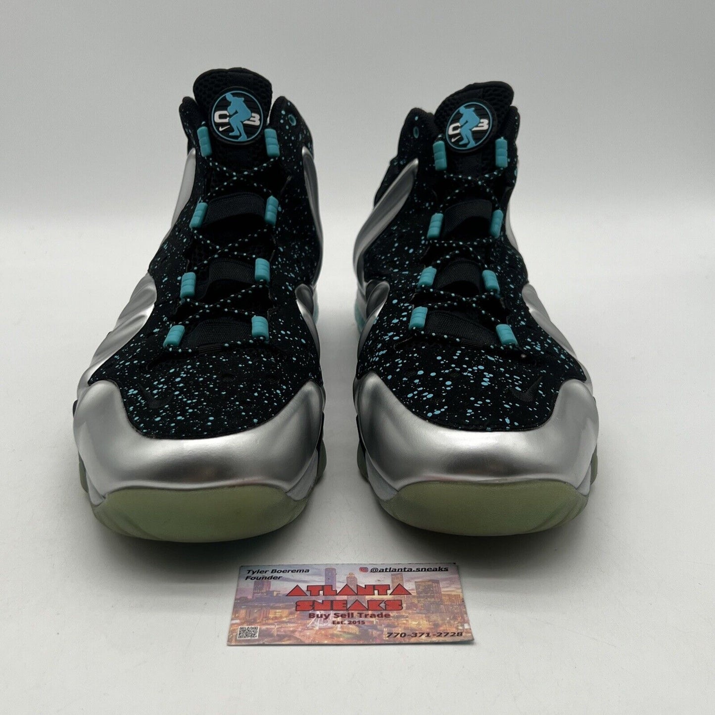 Size 13 - Nike Barkley Posite Max Splatter Black Silver Teal (555097-040)